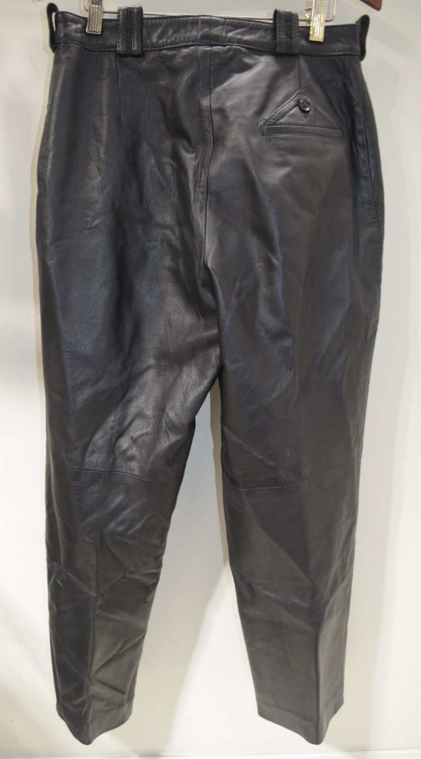 H2 Vintage Black Genuine Fine Leather Pants 30X 28 Pleated – Satin Lining