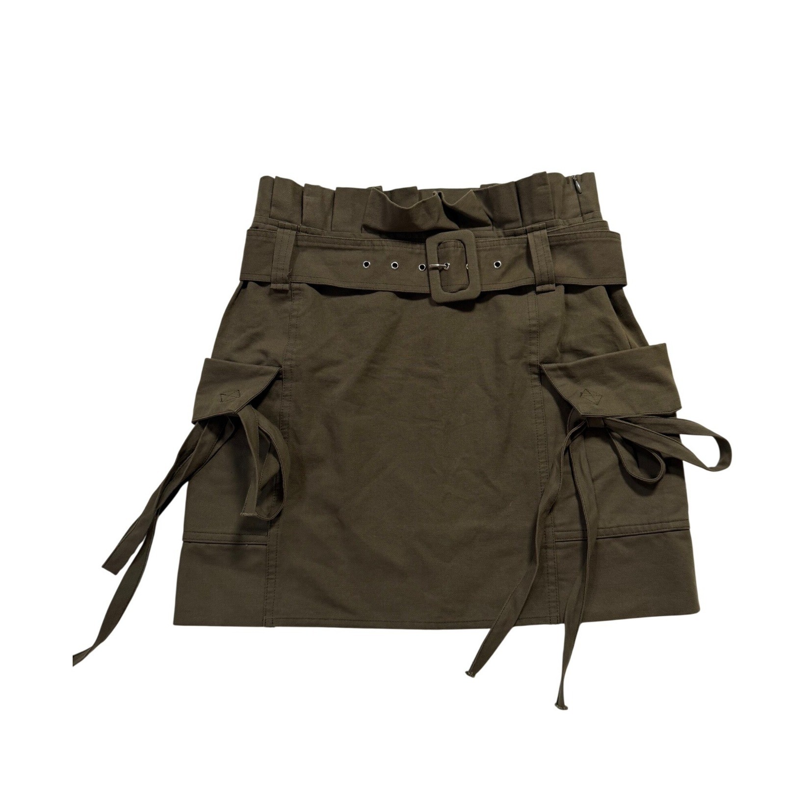 Hashttag Intrend Olive Green Cargo Mini Skirt with Belt