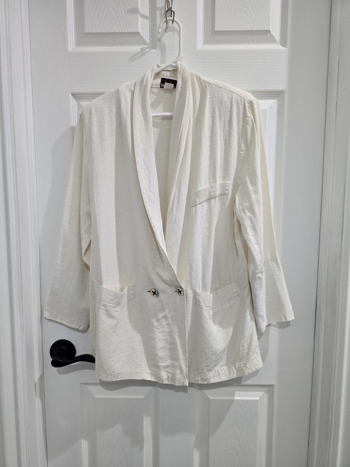 Jackpot Womens Vintage 70s Blazer Relaxed Fit Chic Structured Cream Color EUC