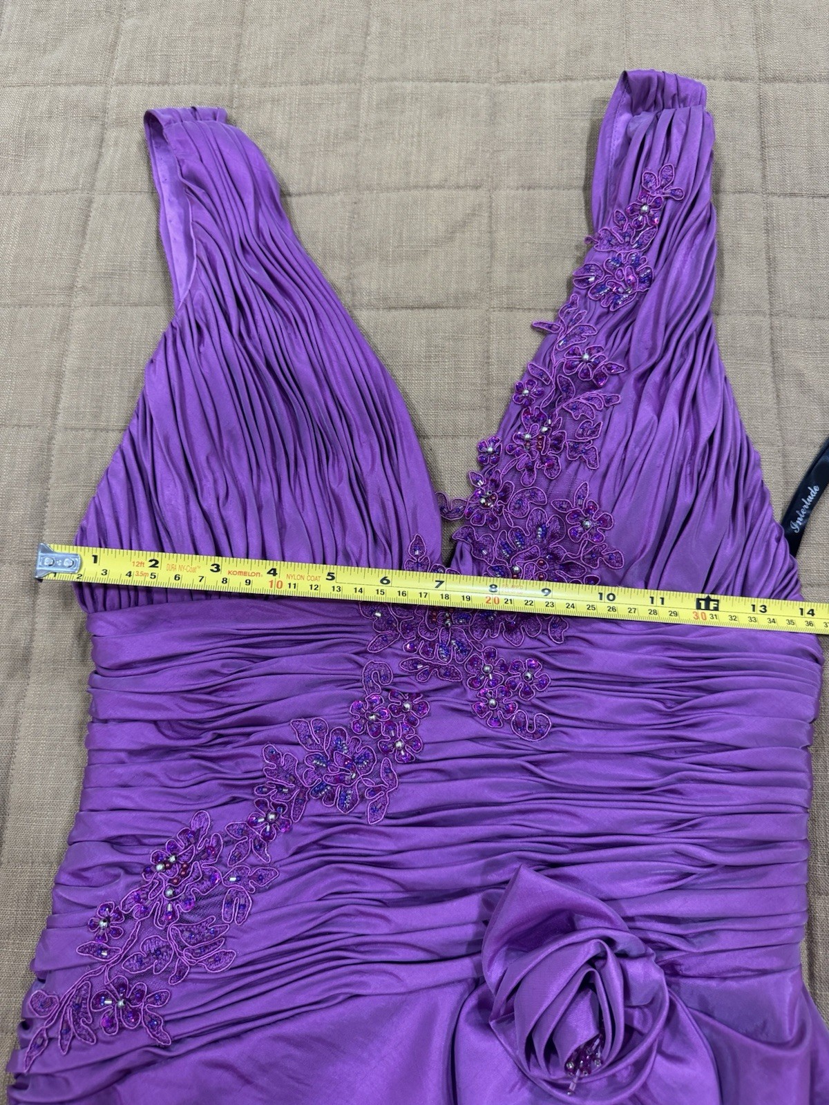 NWT Vintage Interlude USA Beaded Flower Purple Mini Evening Dress Size 6 Small
