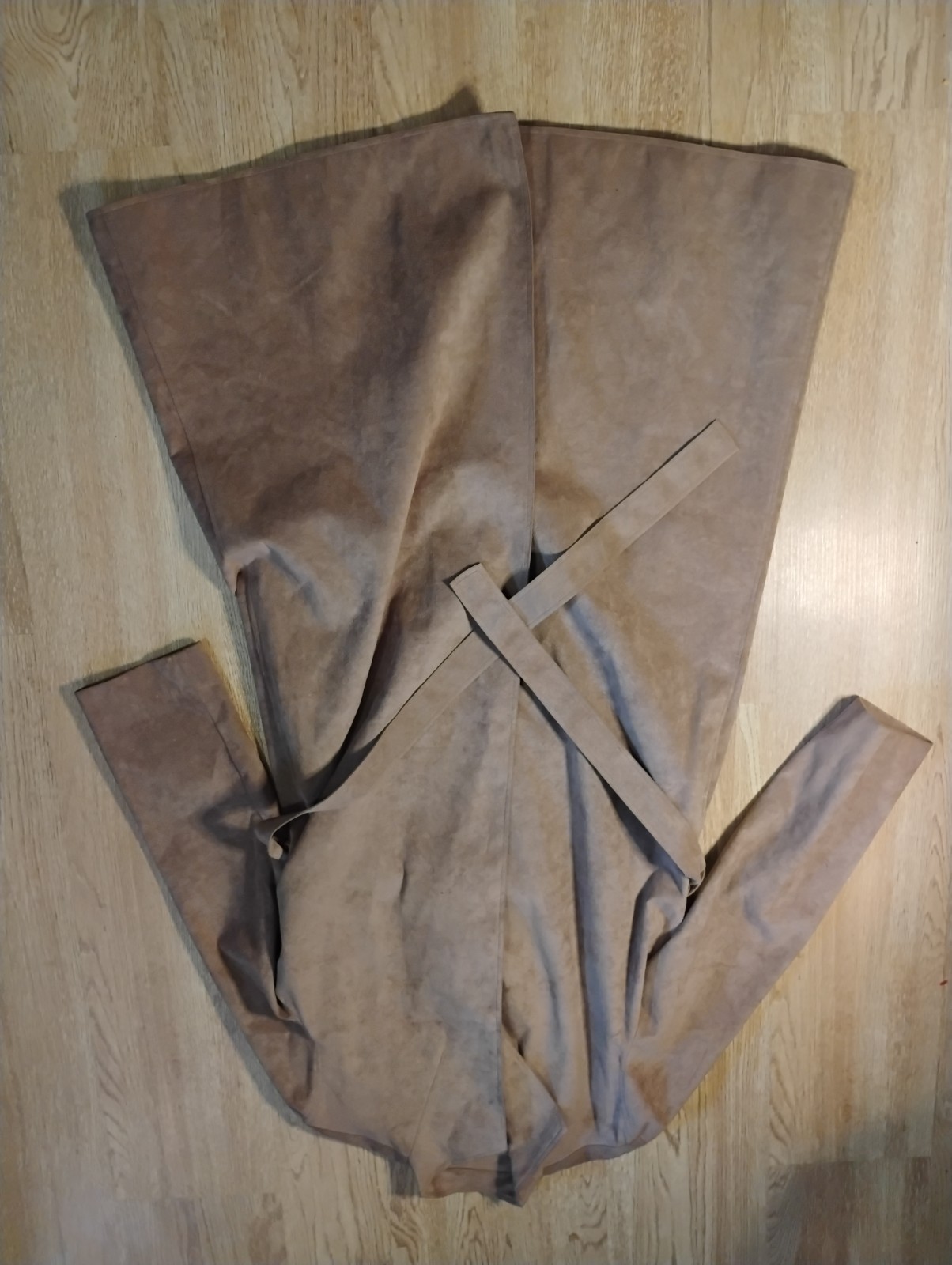 Vintage 60s Hide Leather Trench Coat Belt Wrap Open Wide Spread Lapel Altman