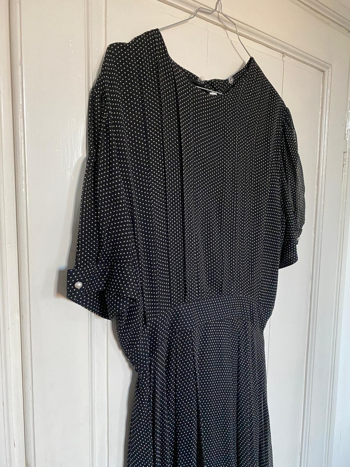 Nancy Johnson Vintage Silk Polka Dot Voile Long Dress Size 44