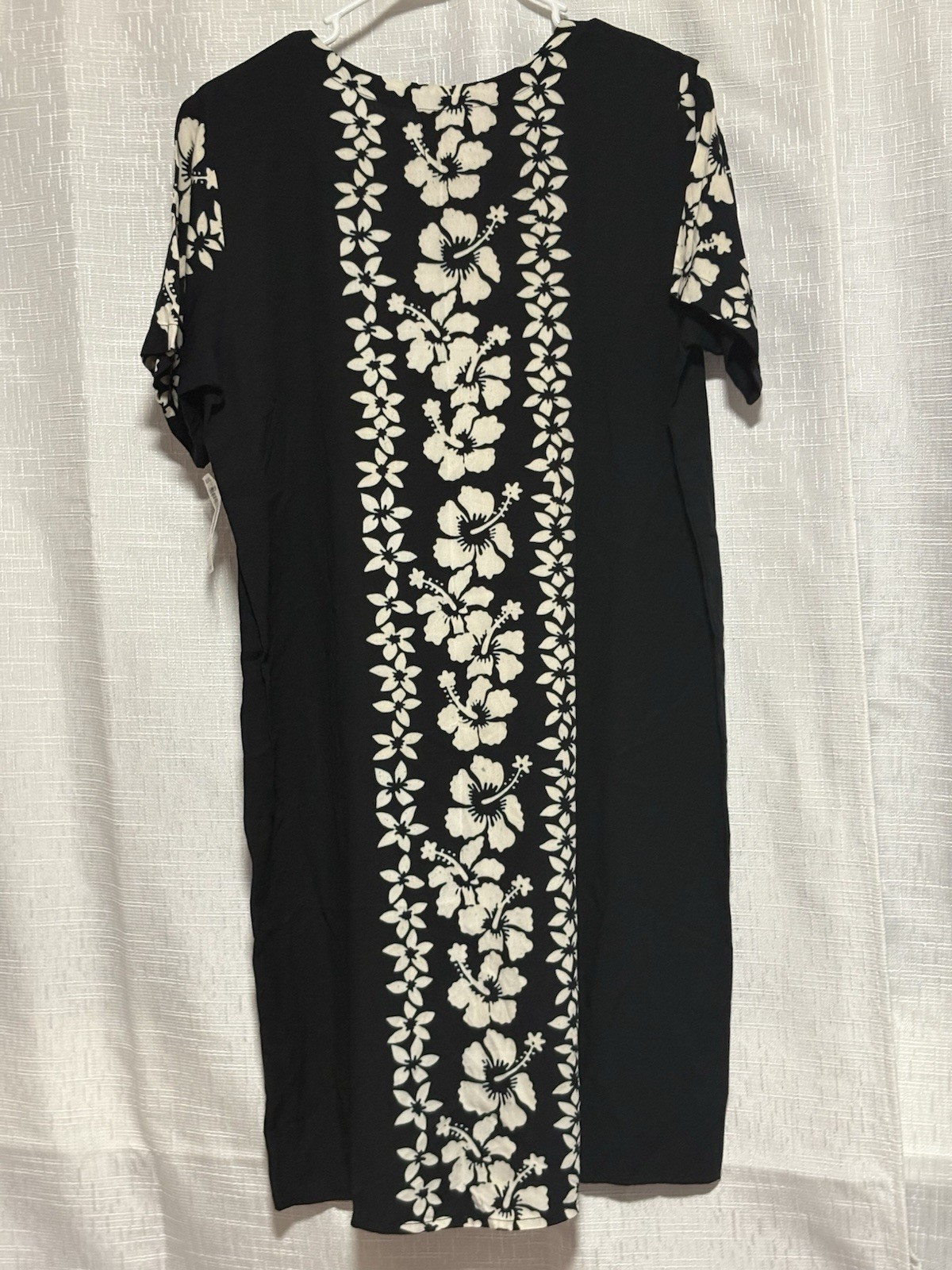 NWT Vintage 90s Sears Sunset Rose Hawaiian Dress M Black Hibiscus Batik Tunic