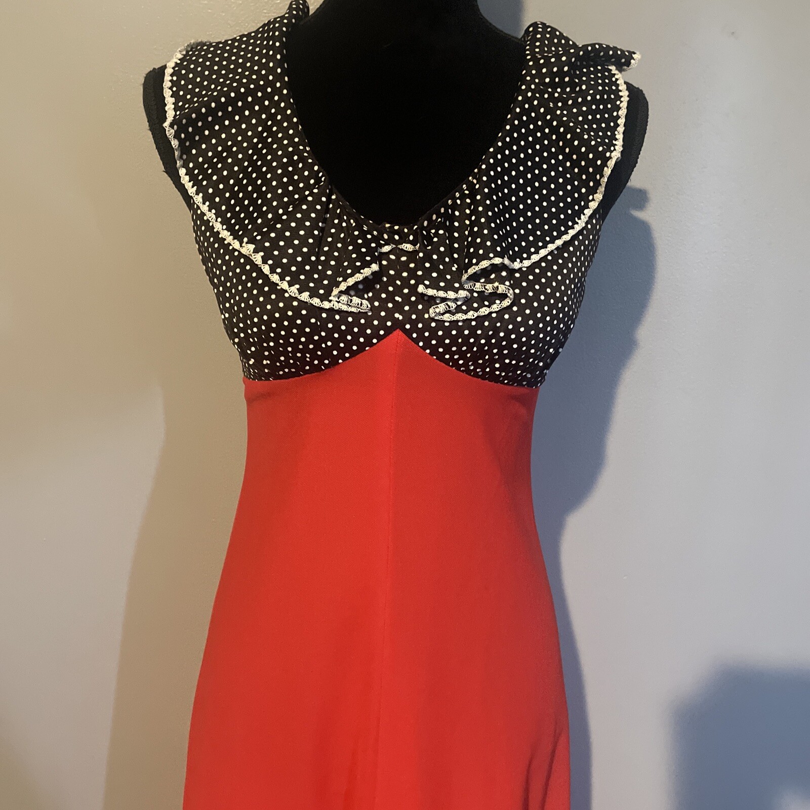 Vintage Jim ‘N Me Maxi Dress Red Black Sz 7 Juniors Two Piece Set Crop Jacket XS