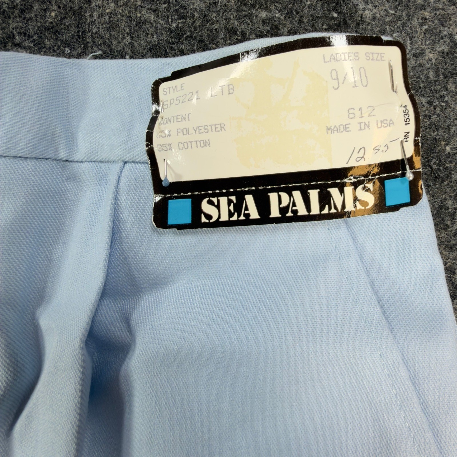 Sea Palms Shorts Womens 9/10 Blue Cotton Blend Pleated High Waist Vintage 80s