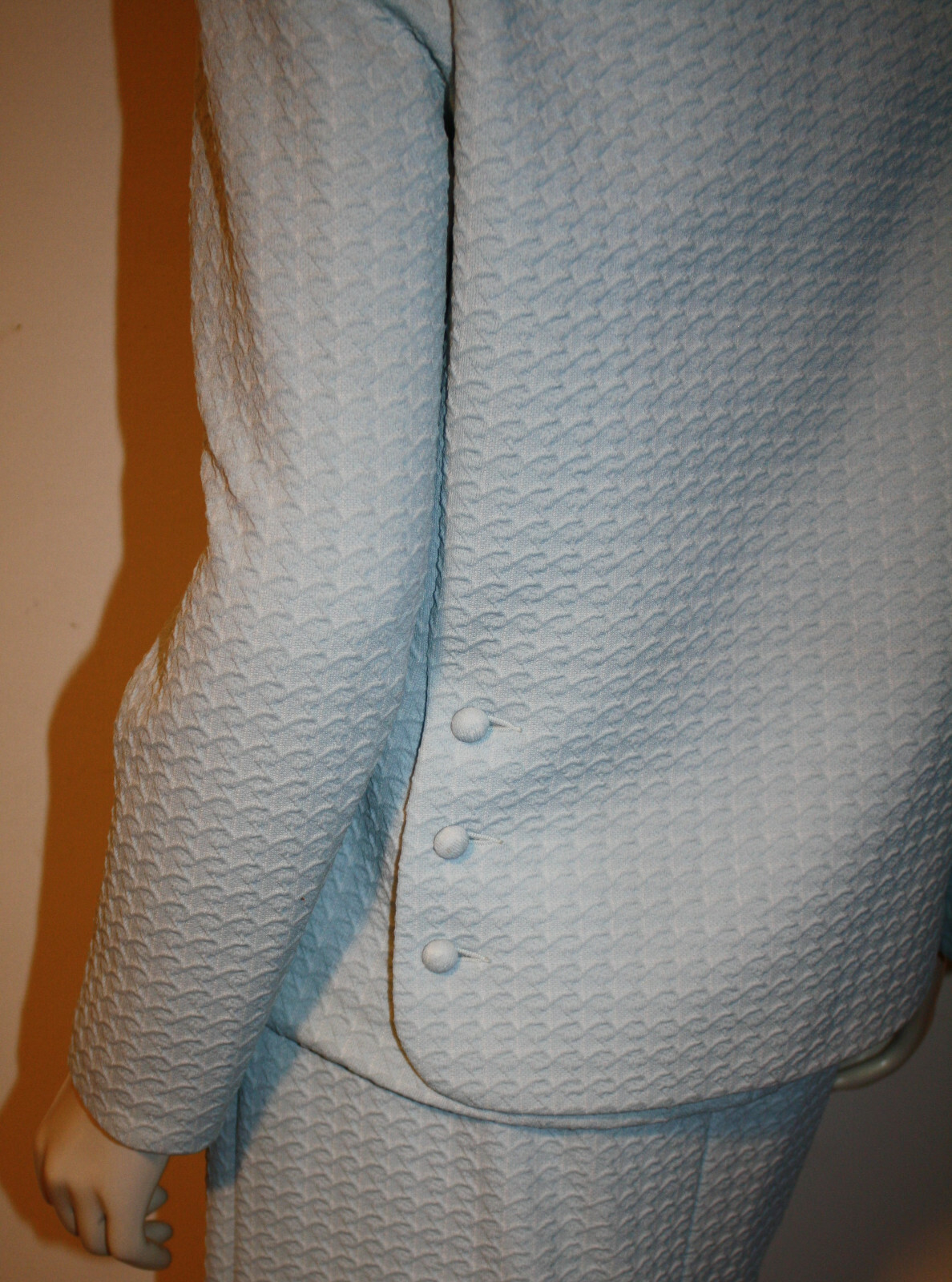 Vintage Light Blue Knit Suit Jacket 6 8 10 Amazing Button Details German Austria
