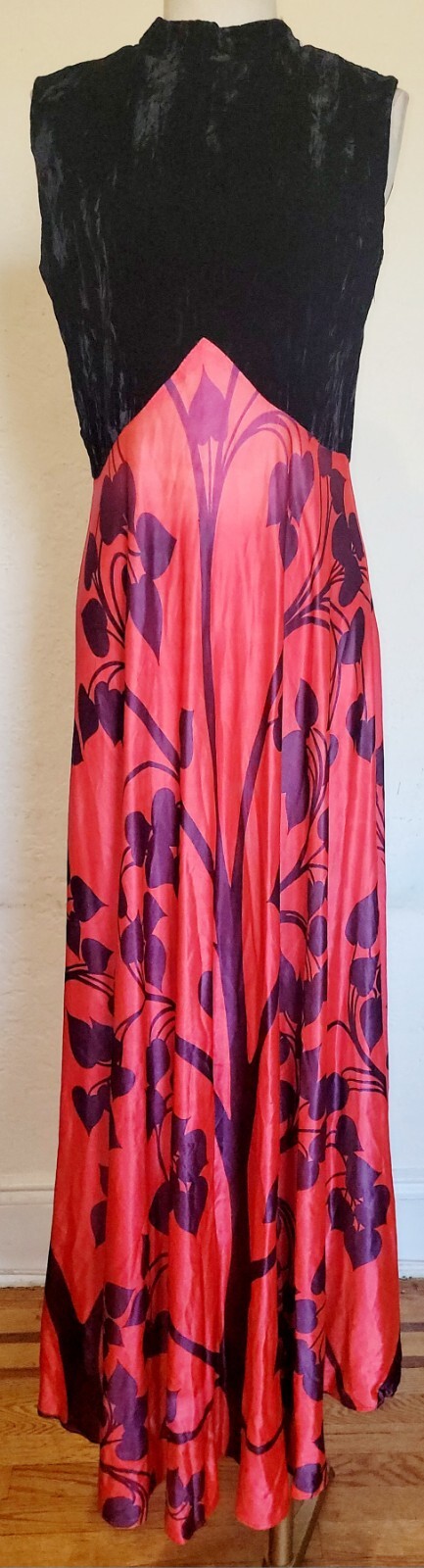 Vintage No Name Velvet Top With Floral Maxi Dress Size M