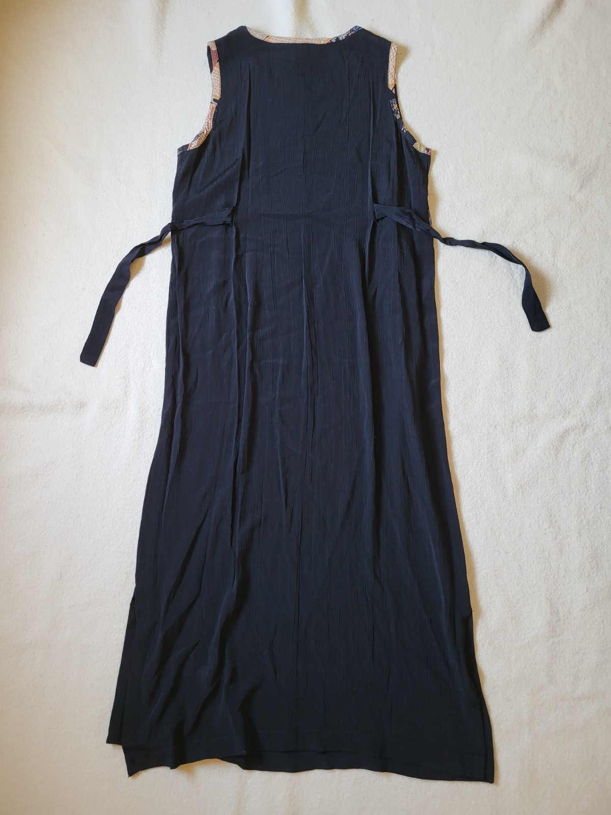 Vintage 90’s Tank Dress & Blouse Size PL Black Asian Print USA By Dressing Clio
