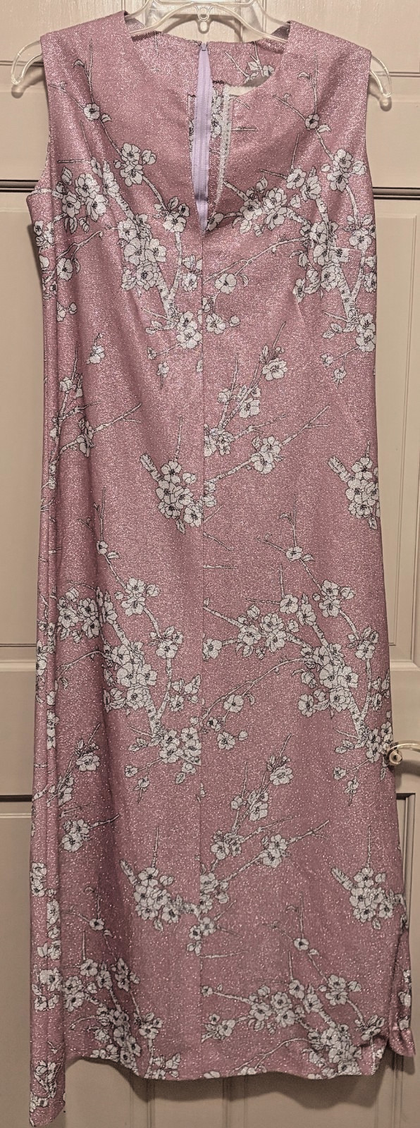 Iconic 70s Custom Lavender Metallic Fabric Column Maxi Dress~M~Elegant Chic~EXC