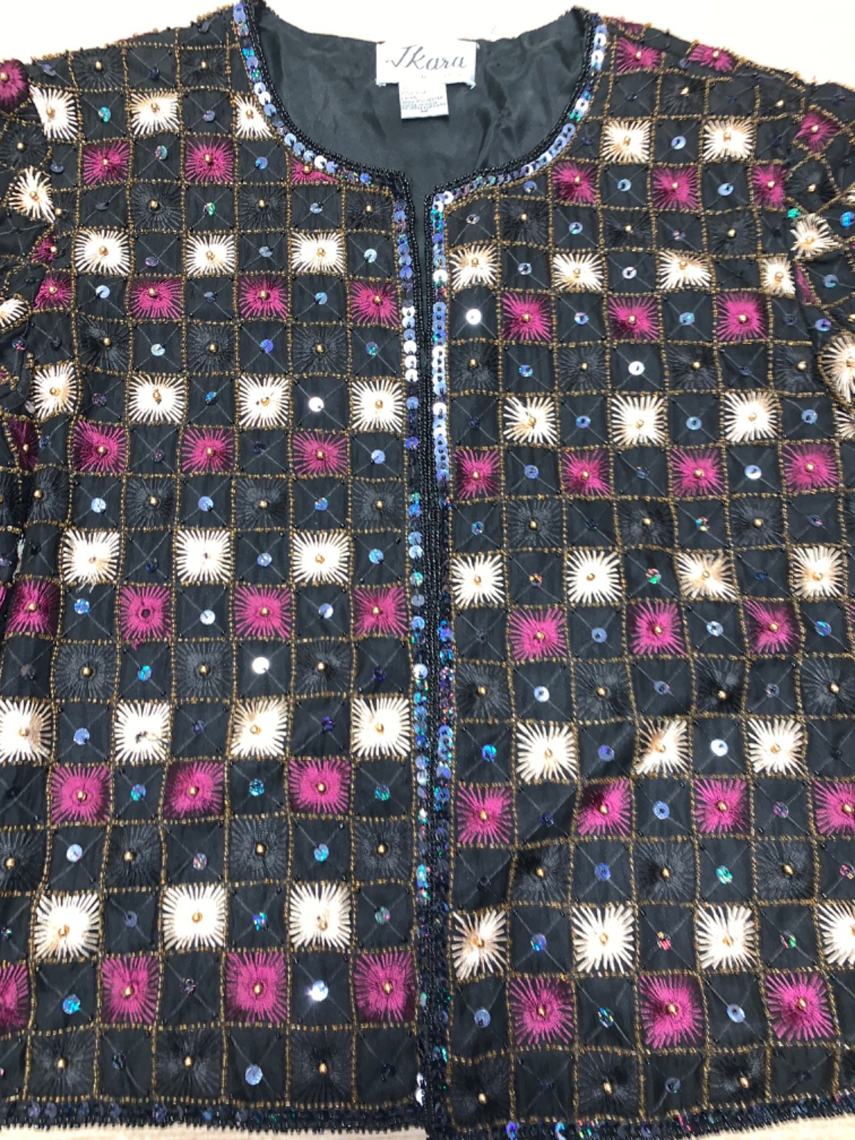 Vintage JKara NY 100% Silk Lined Beaded Geometric Evening Jacket – Ladies M