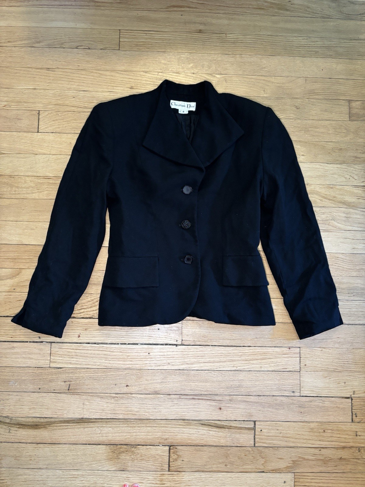 Vintage 90s Christian Dior Black Tailored Power Blazer – Size 8