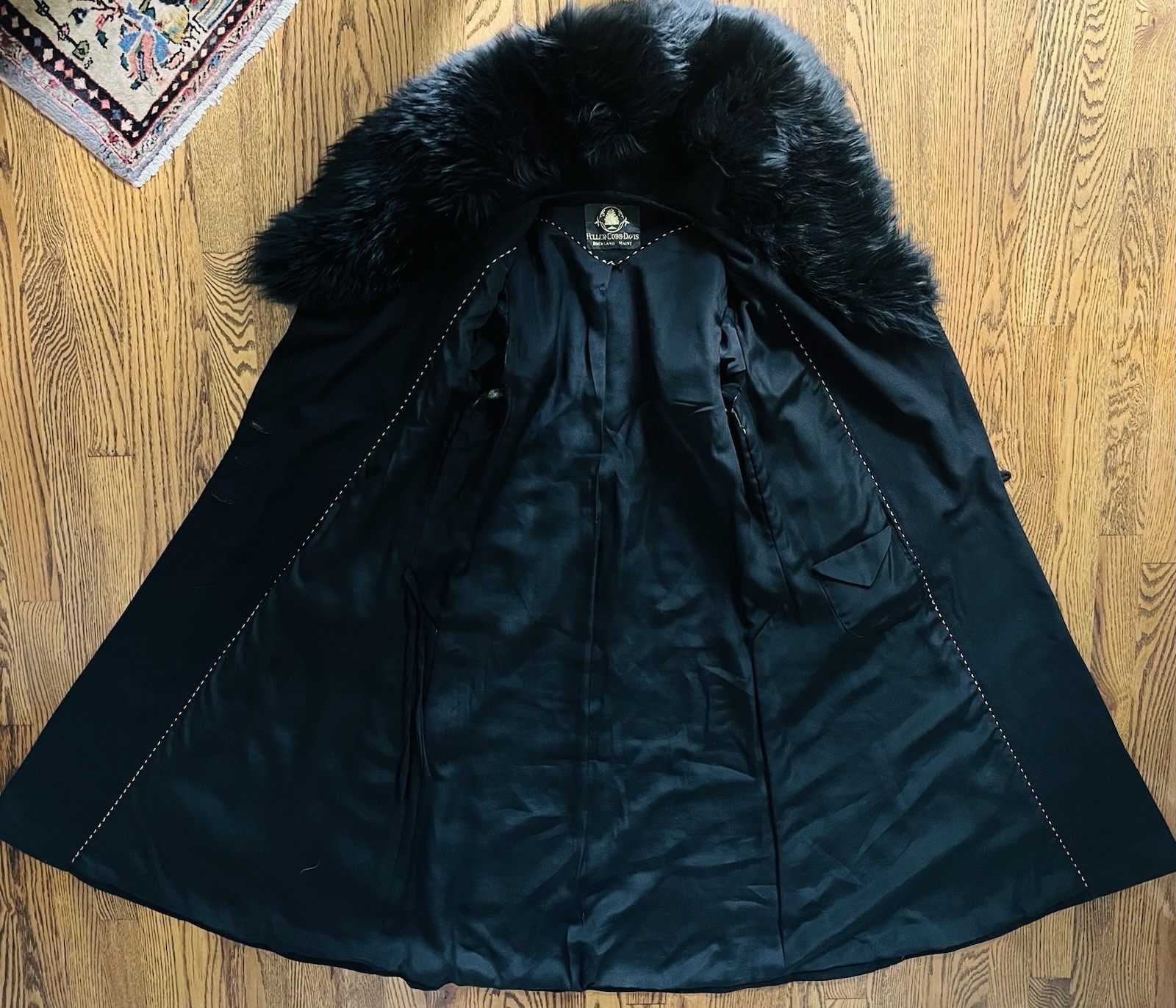 Vintage Early-Mid 1930’s Fuller-Cobb Davis Fur Collar Black Wool Structured Coat