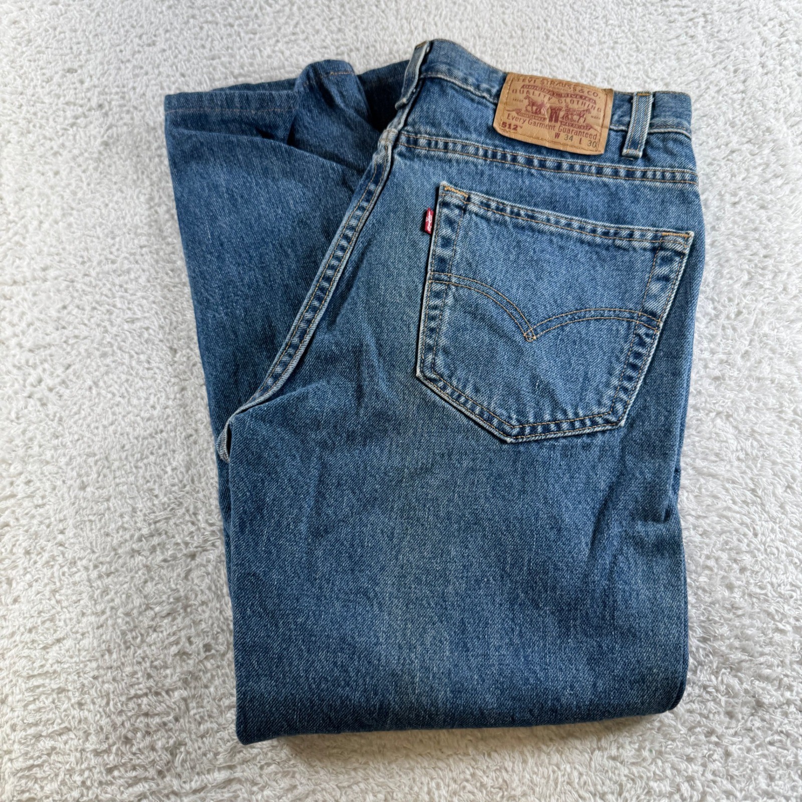 Vintage Levis 512 Slim Fit Straight Leg Men Sz 34×30 33×27 Fit Jeans Made in USA