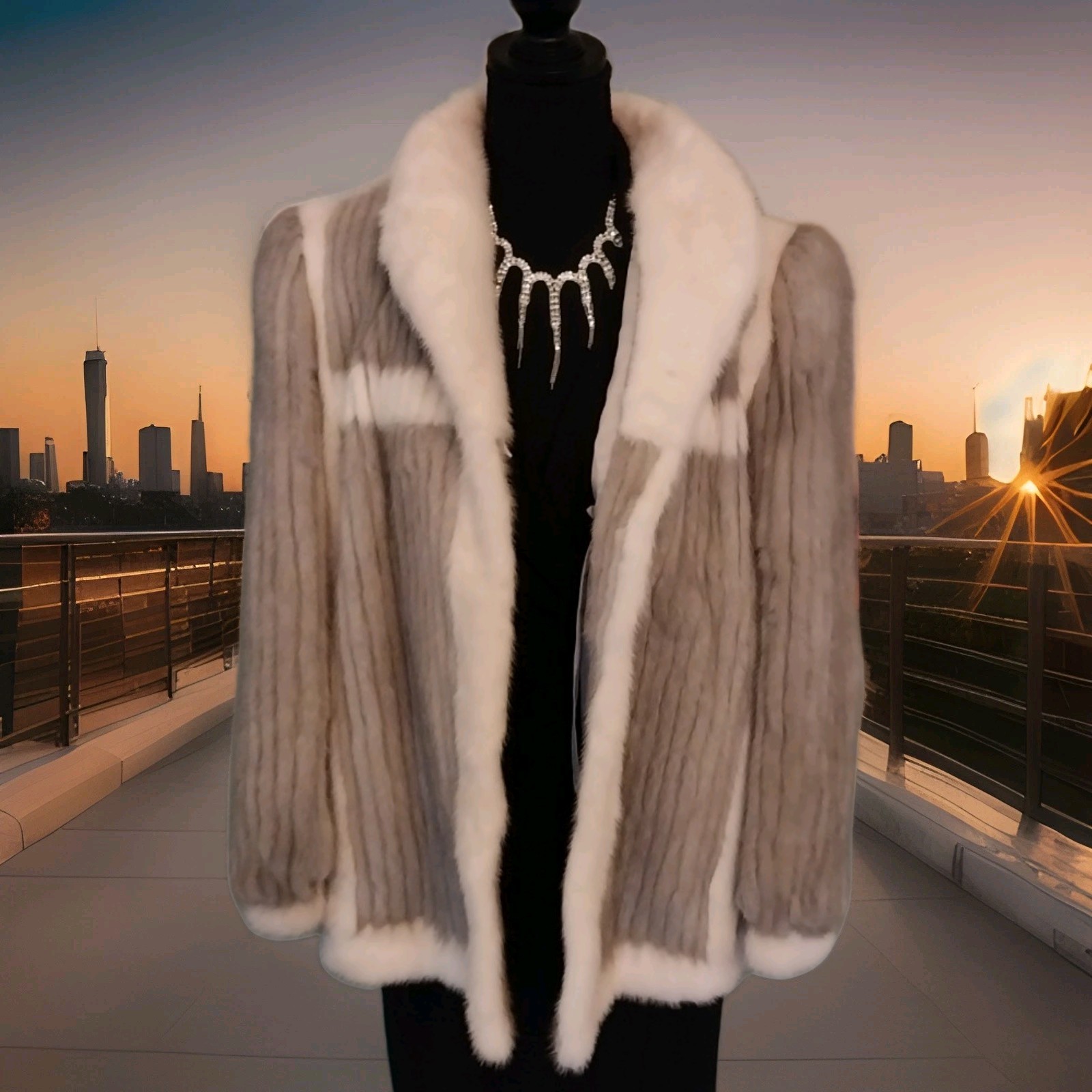 VINTAGE MCM 50’S SWING STYLE MOB WIFE OLD MONEY GREY AND CREAM MINK COAT