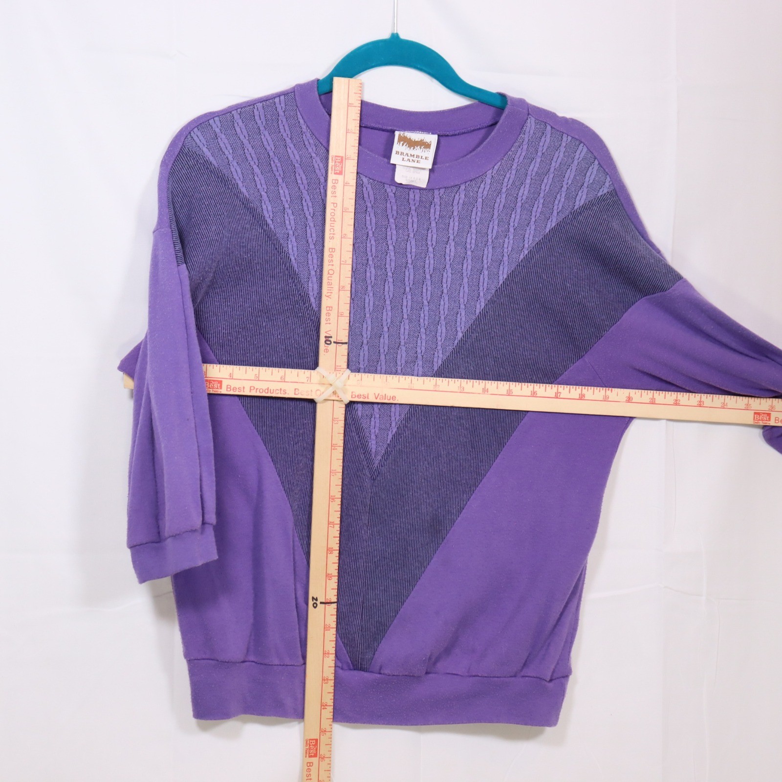 Bramble Lane Sweatshirt Small Purple Womens Chevron Cable Knit Vintage