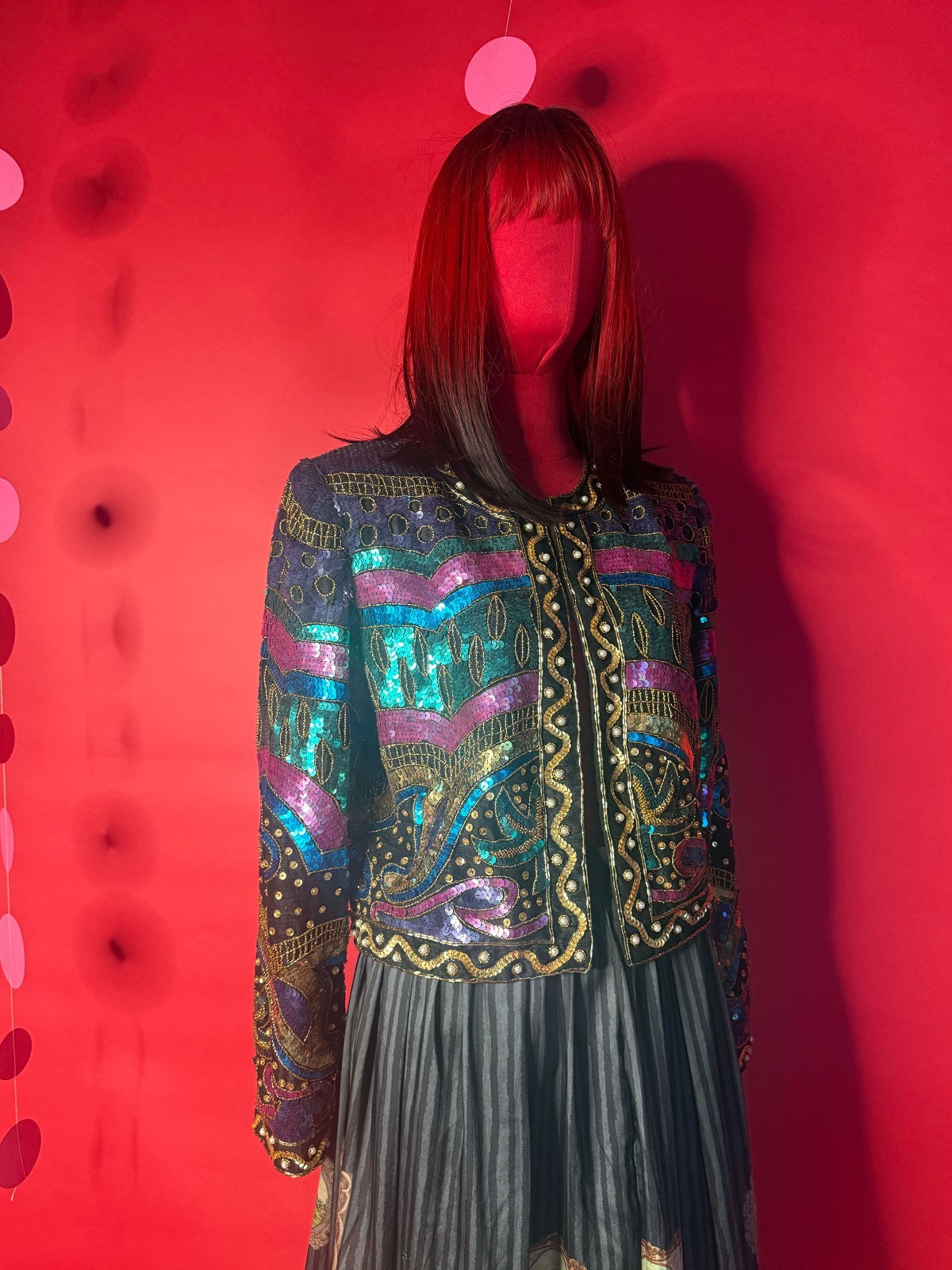 Vintage Laurence Kazar Silk Sequin Blazer – 1980s Art Deco Party Jacket