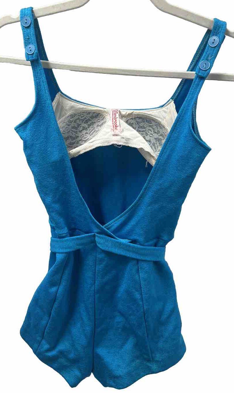 Swim Suit 1950s Pin Up Glenbrooke California Blue Bullet Bra Size 10/32 Cosplay