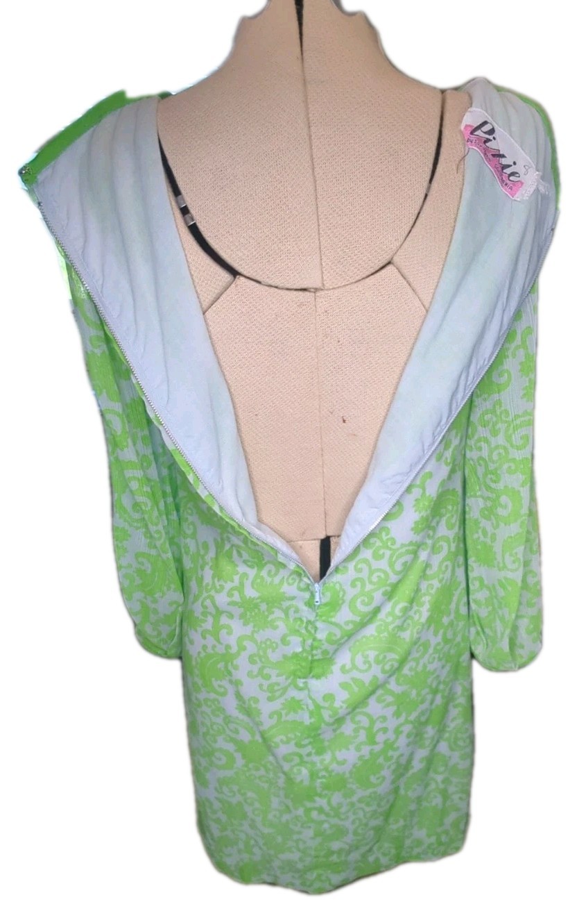 Pixie Of California By Sue Webb Vintage ’60s Ma Dress Green Paisley