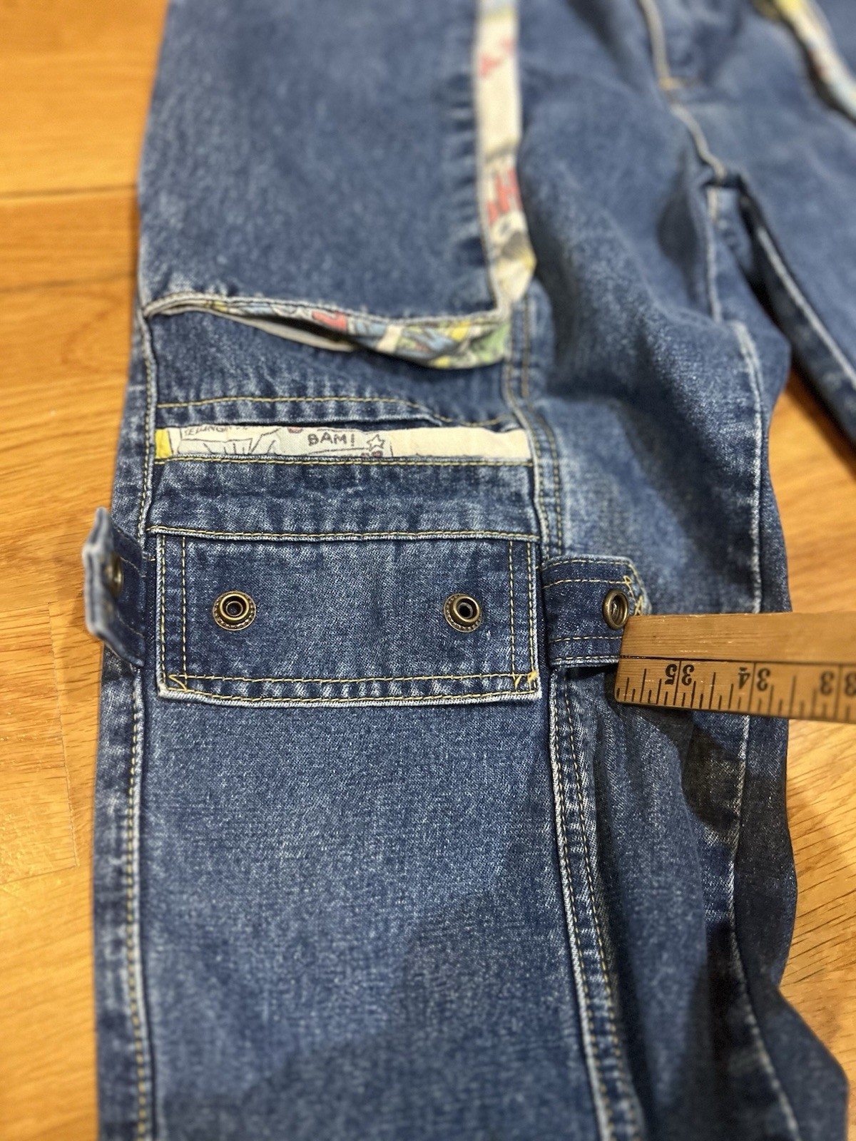 Rare VTG 80s Women’s Gasoline Jeans Comic Strip Accented Pockets/ Snap Buttons