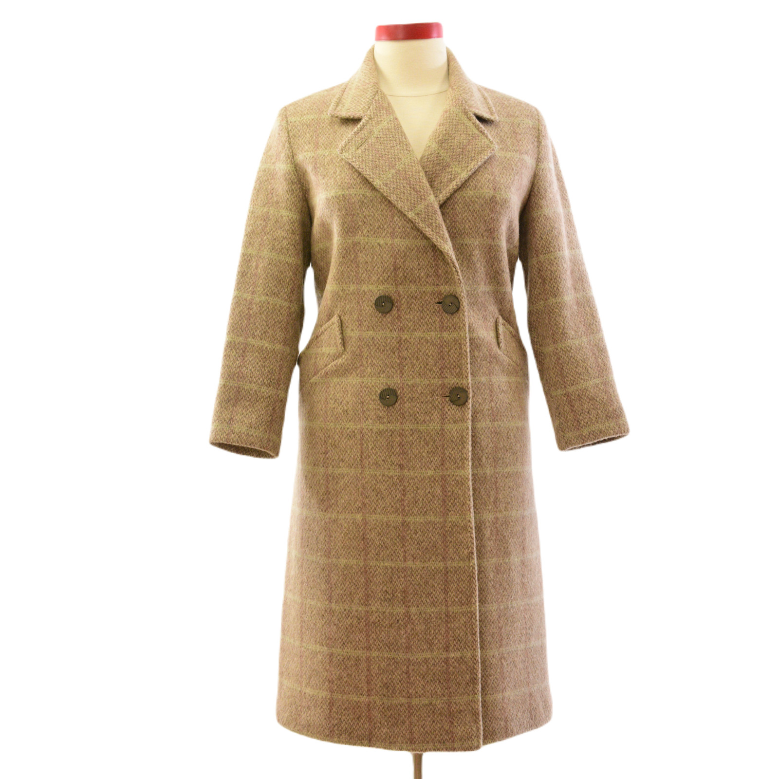 Herman Kay Plaid Double Breasted Top Coat Womens 10P Petites