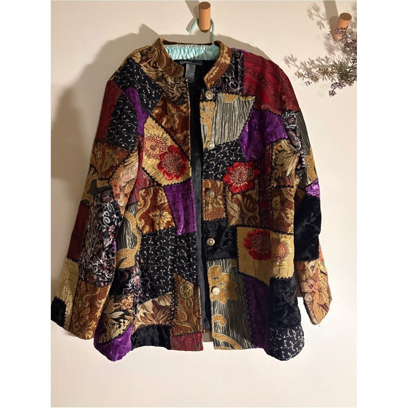 Vintage Patchwork Statement Jacket Lagen Textured Art To Wear XL