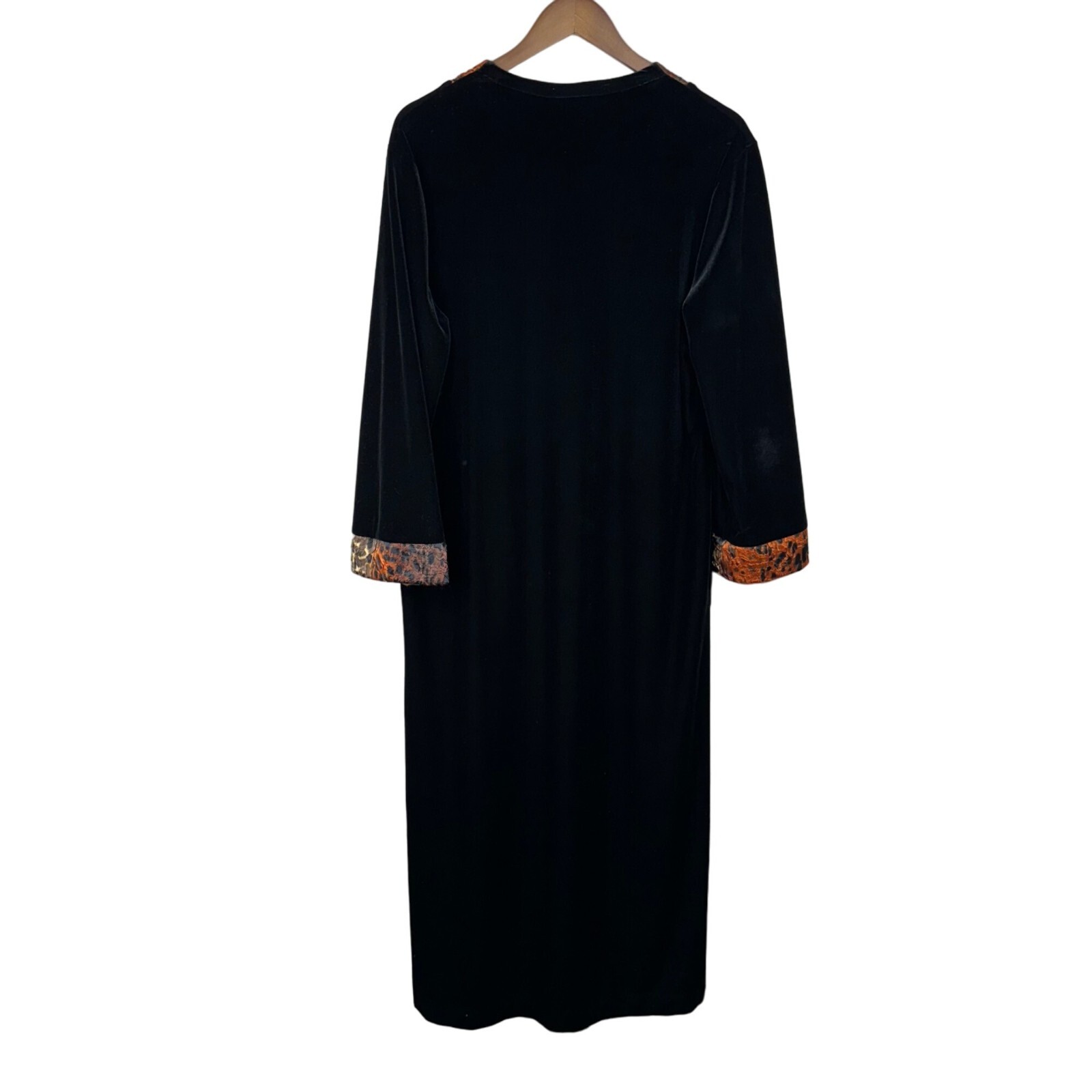 Diamond Tea Black Orange Velvet Long Robe Decorative Trim Whimsygoth Boho Kaftan