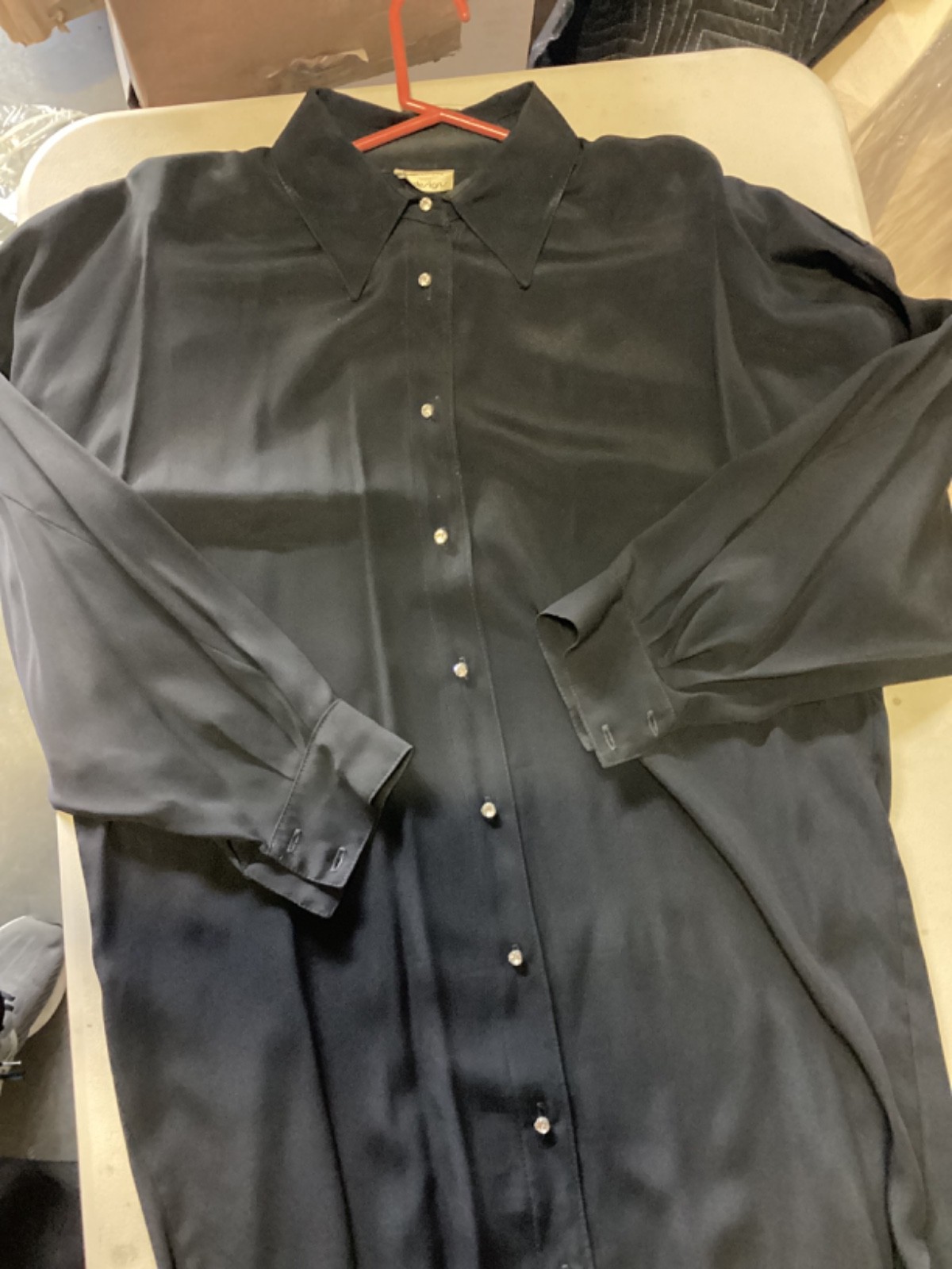 VTG 90s ARI Design Jeweled Button Up Black Shirt Size XL in Very Good Condition