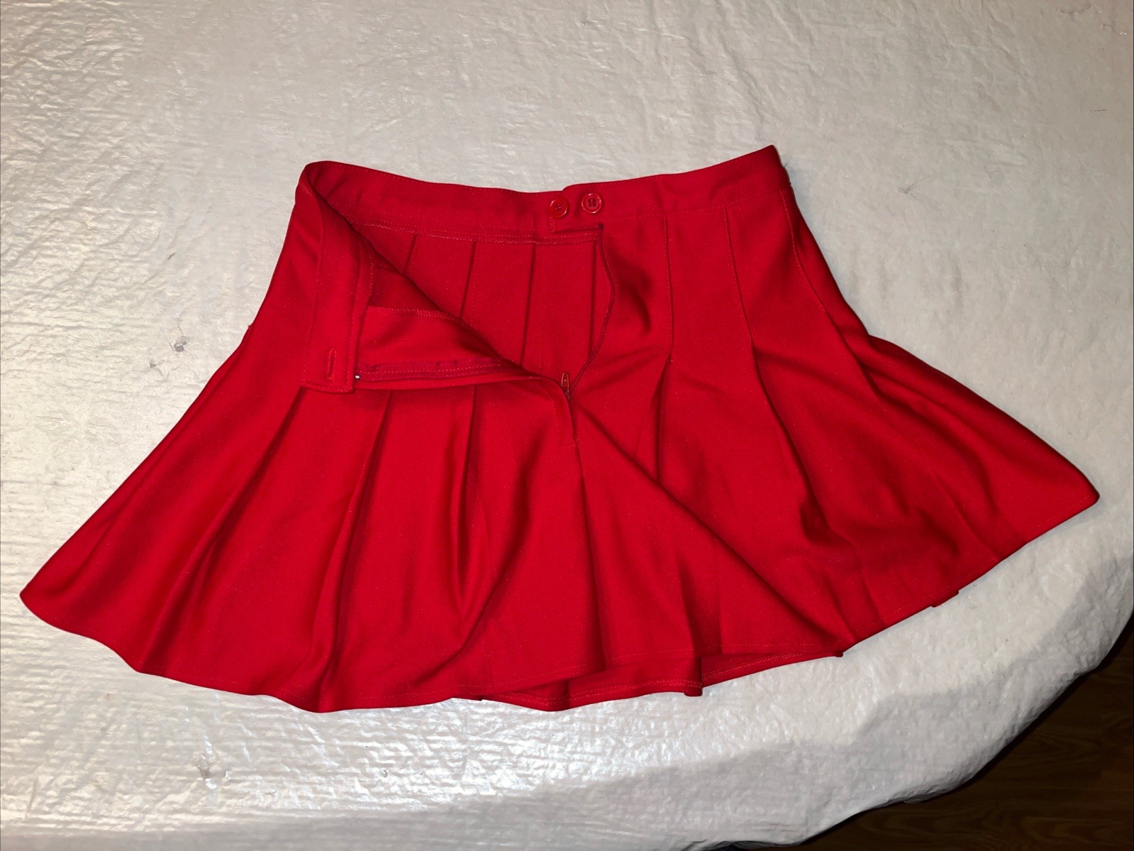 vtg USA MADE Varsity Spirit Fashions red pleated mini skirt Lions cheerleader 6