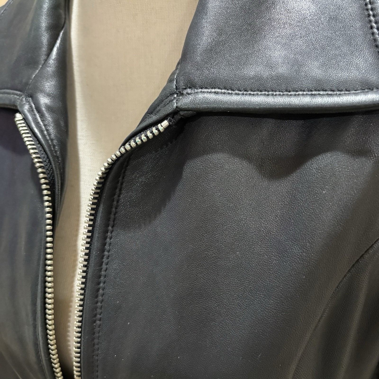 Vintage BP Black Lambskin Leather Jacket Zip Fitted Y2K Women S