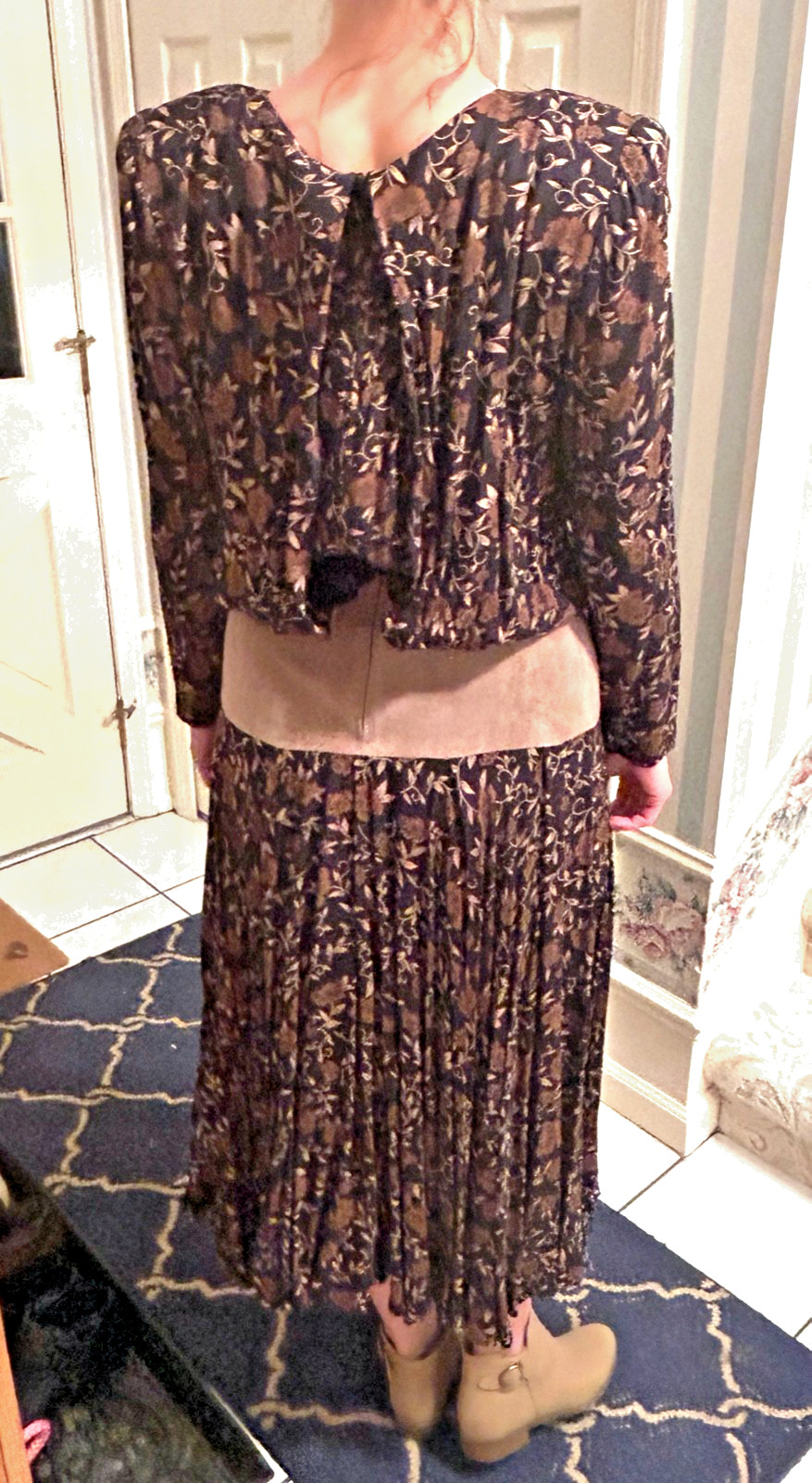 Vintage 80’s Dress „Ronnie Rosado” Genuine Suede Trim Size 10