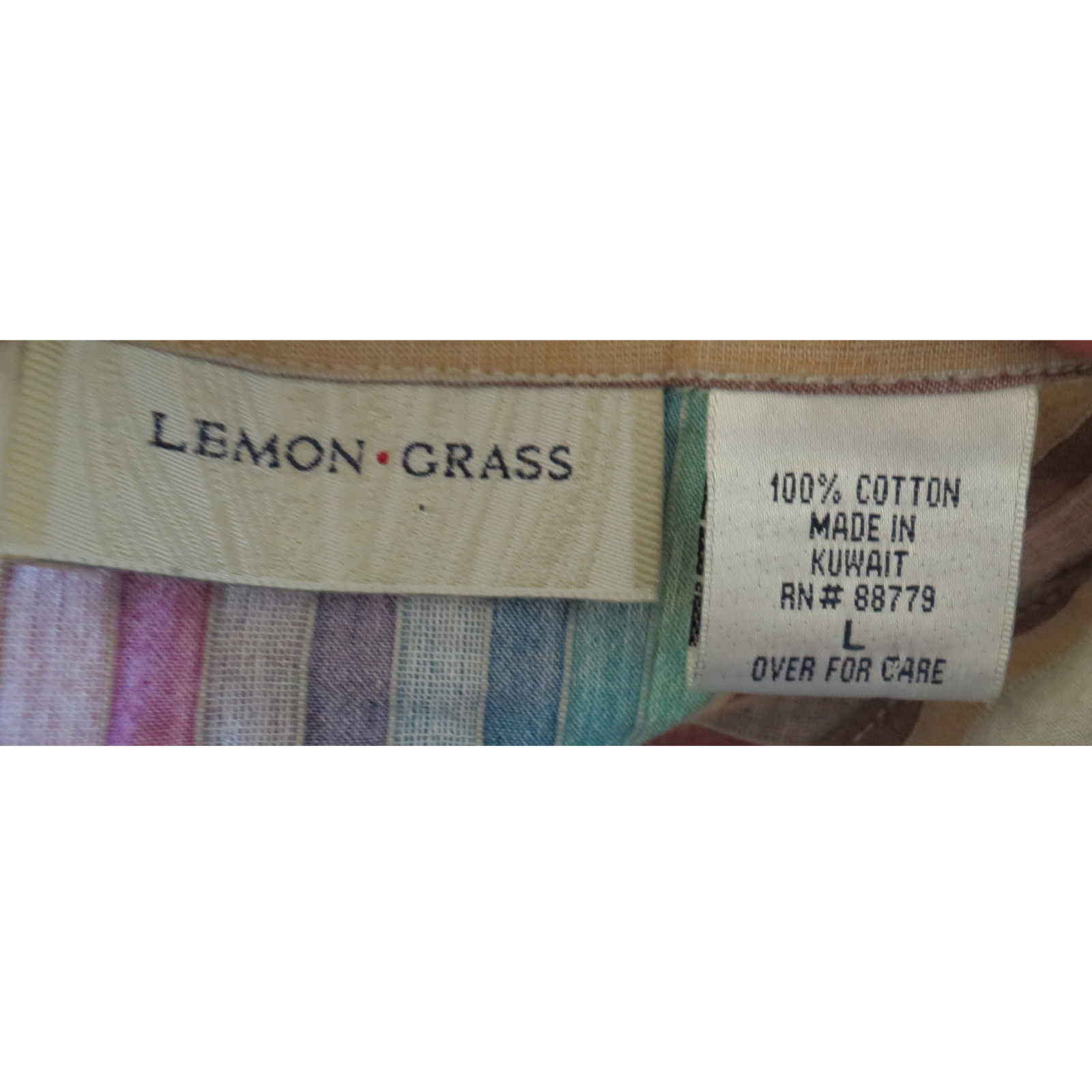 Vintage Rainbow Striped Blouse – Cotton Short Sleeve 90s Y2K Top – Large