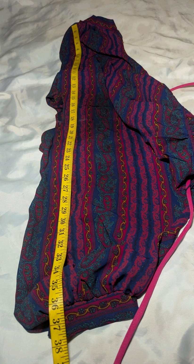 PELLINI By VON BRAMLETT Navy Blue Hot Pink SECRETARY Dress PAISLEY Vintage 80’s