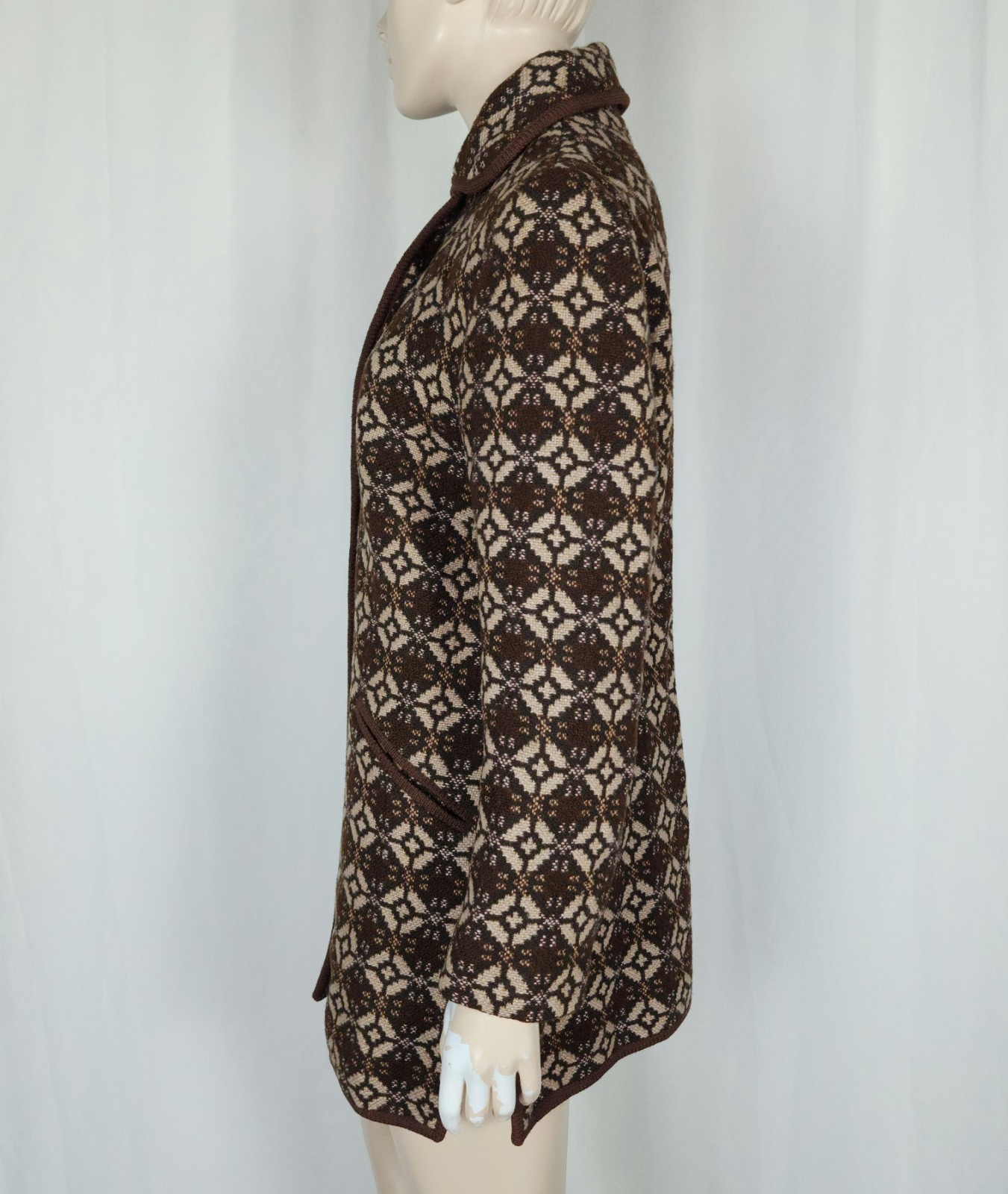 Vtg Welsh Woollens wool tapestry coat SM made in Great Britain Jon Ro