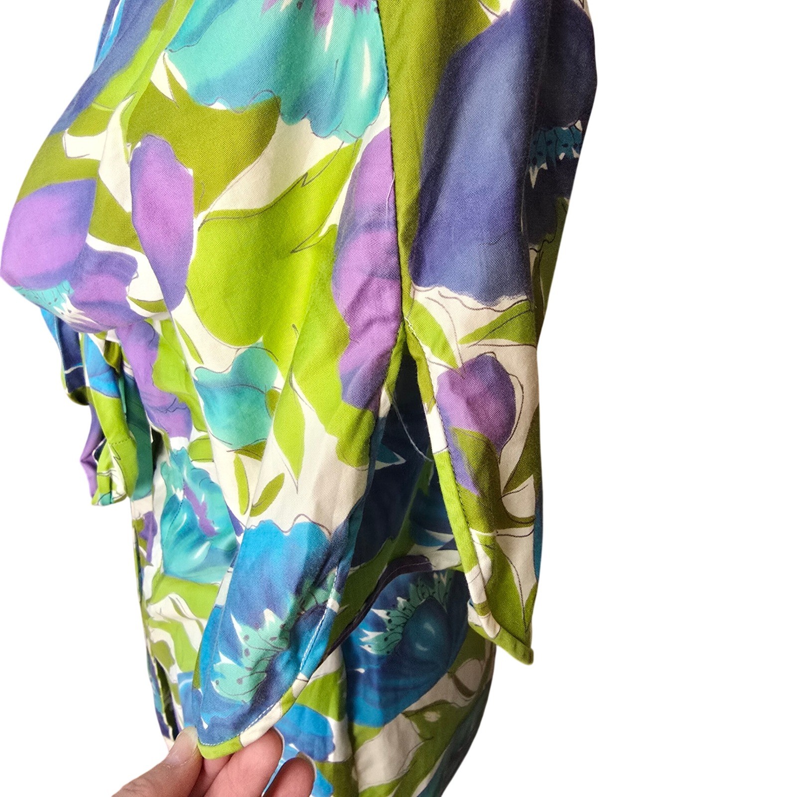 VTG Haoles Nicole of San Francisco Mid Century Watercolor Floral Dress Bow Back