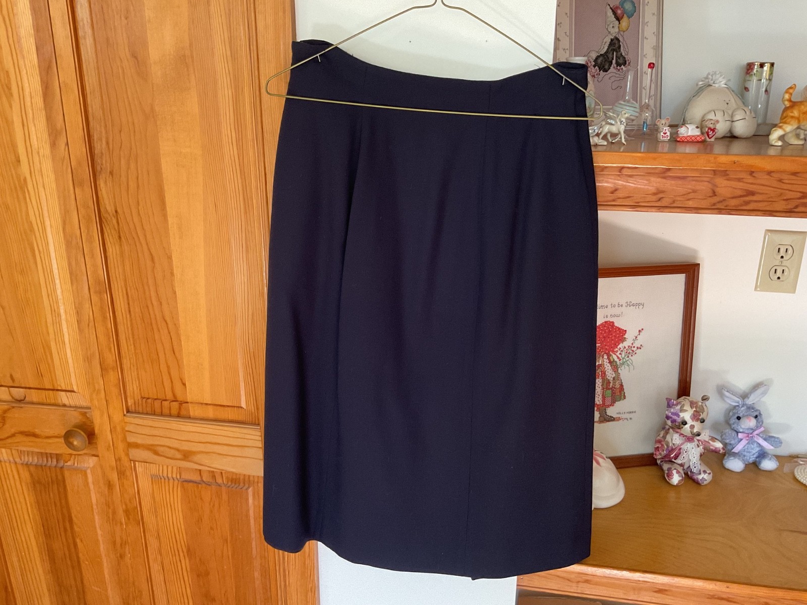 Vtg J McLaughlin for Sanyo Classic Navy Blue Wool Skirt Size 10 USA Preppy Smart