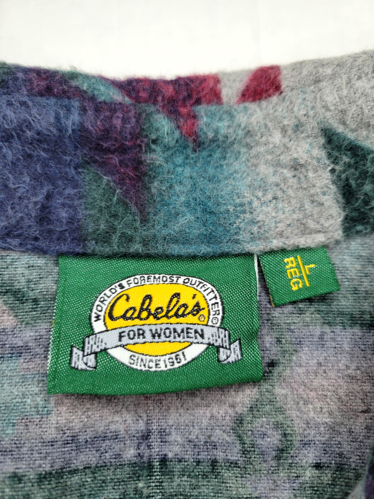 VTG Cabela’s Fleece Shirt Women’s Large Flannel Button Up Aztec Southwestern 90s