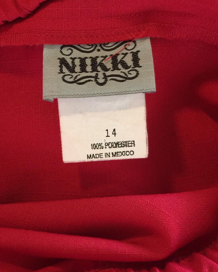 Vintage 70’s Red Polyester Linen Look A-Line Skirt by Nikki Size Medium