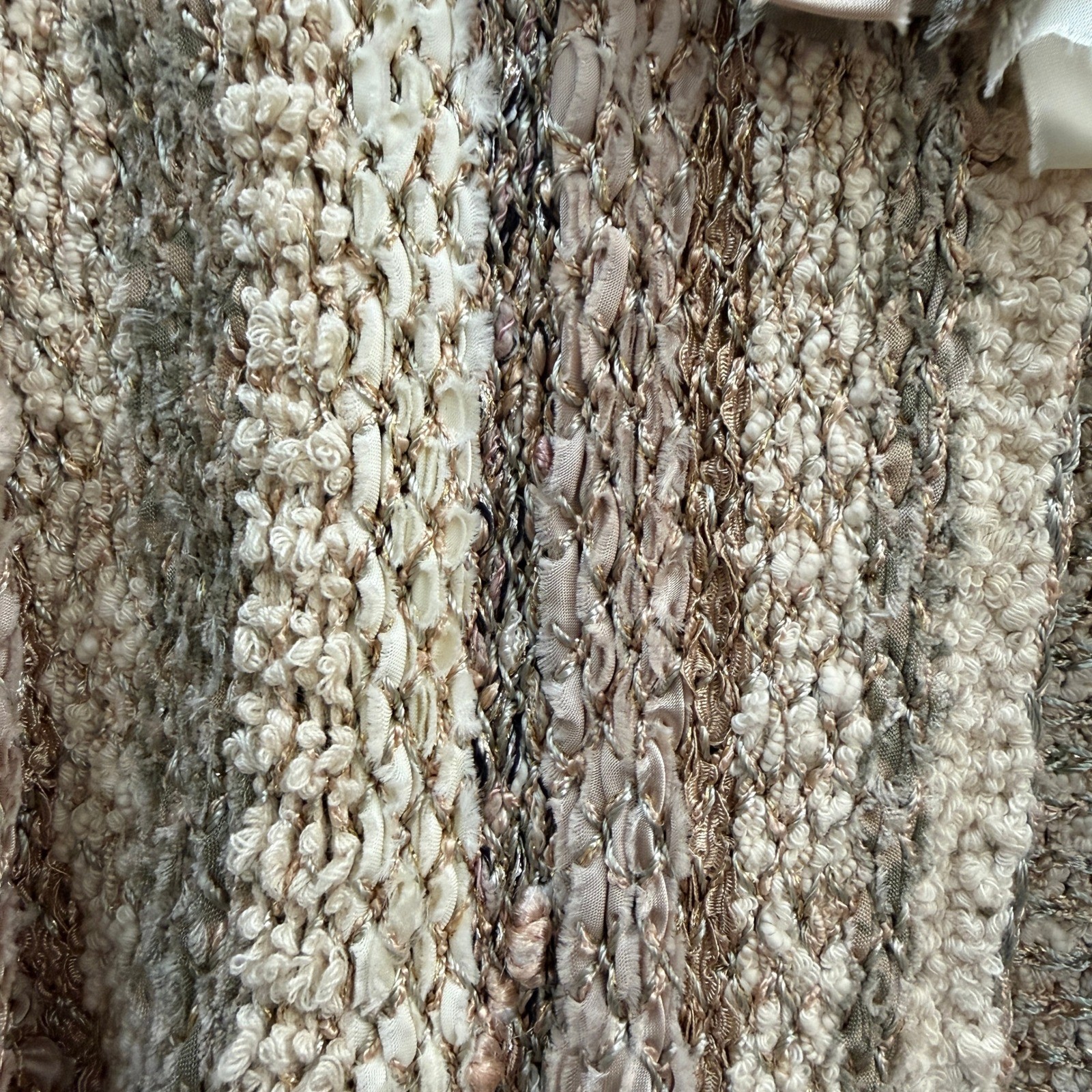 Vintage 1991 Estelle Gracer Handwoven Fiber Art Ribbon Knit Cardigan Medium Rare