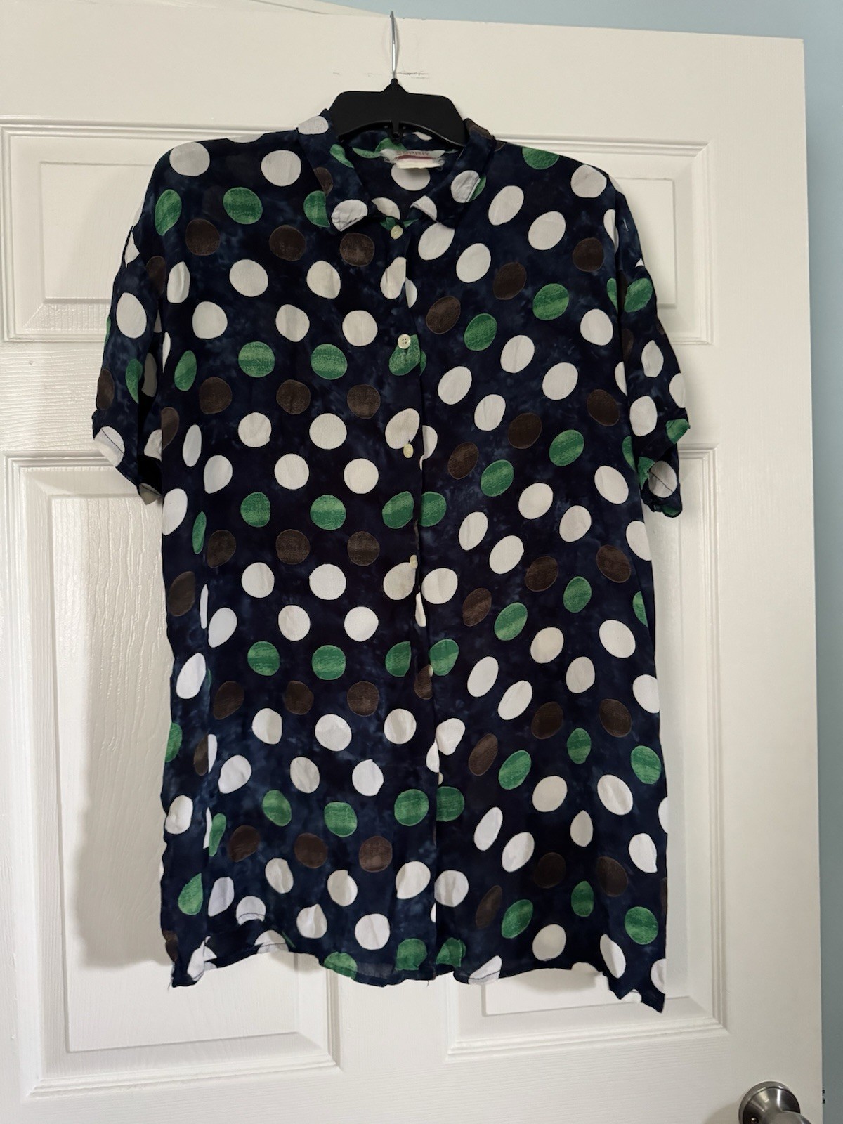 Esprit Sport Vintage Polka Dot Button-Down Shirt Large