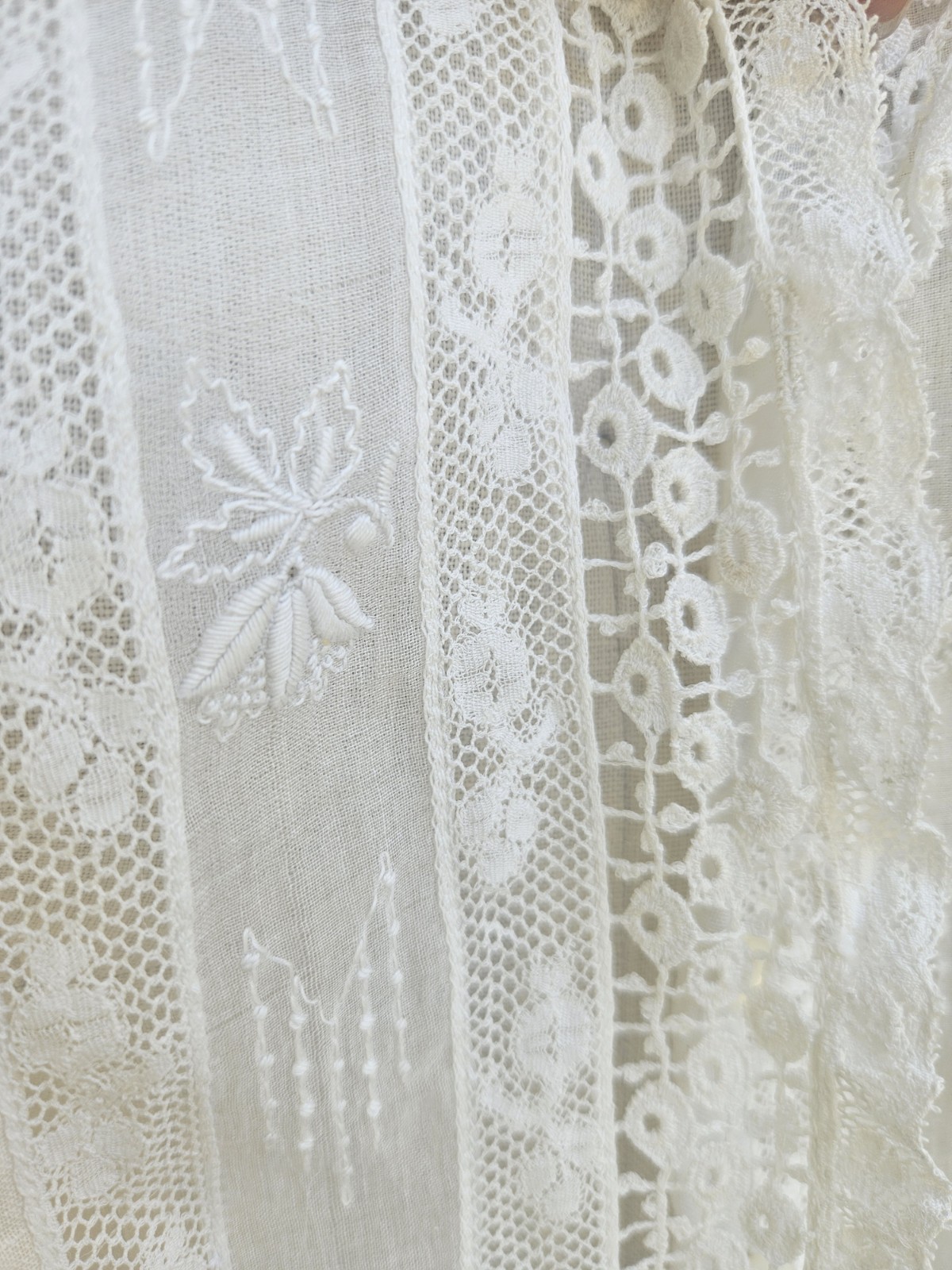 Antique 1900s Edwardian Cotton And Lace Button Up Blouse Delicate Pintucking…