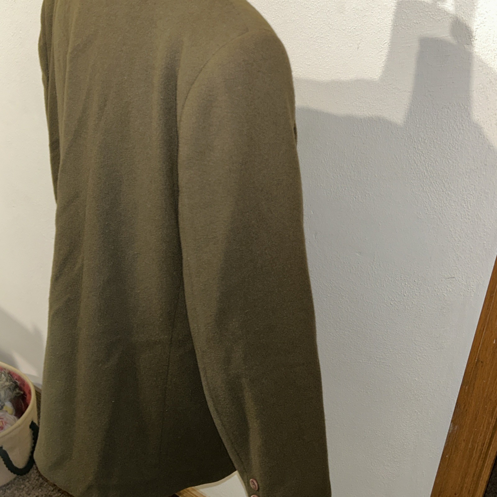 Lands End Women’s Olive 100% Wool Blazer/Jacket Sz 12 Petite Pockets Buttons