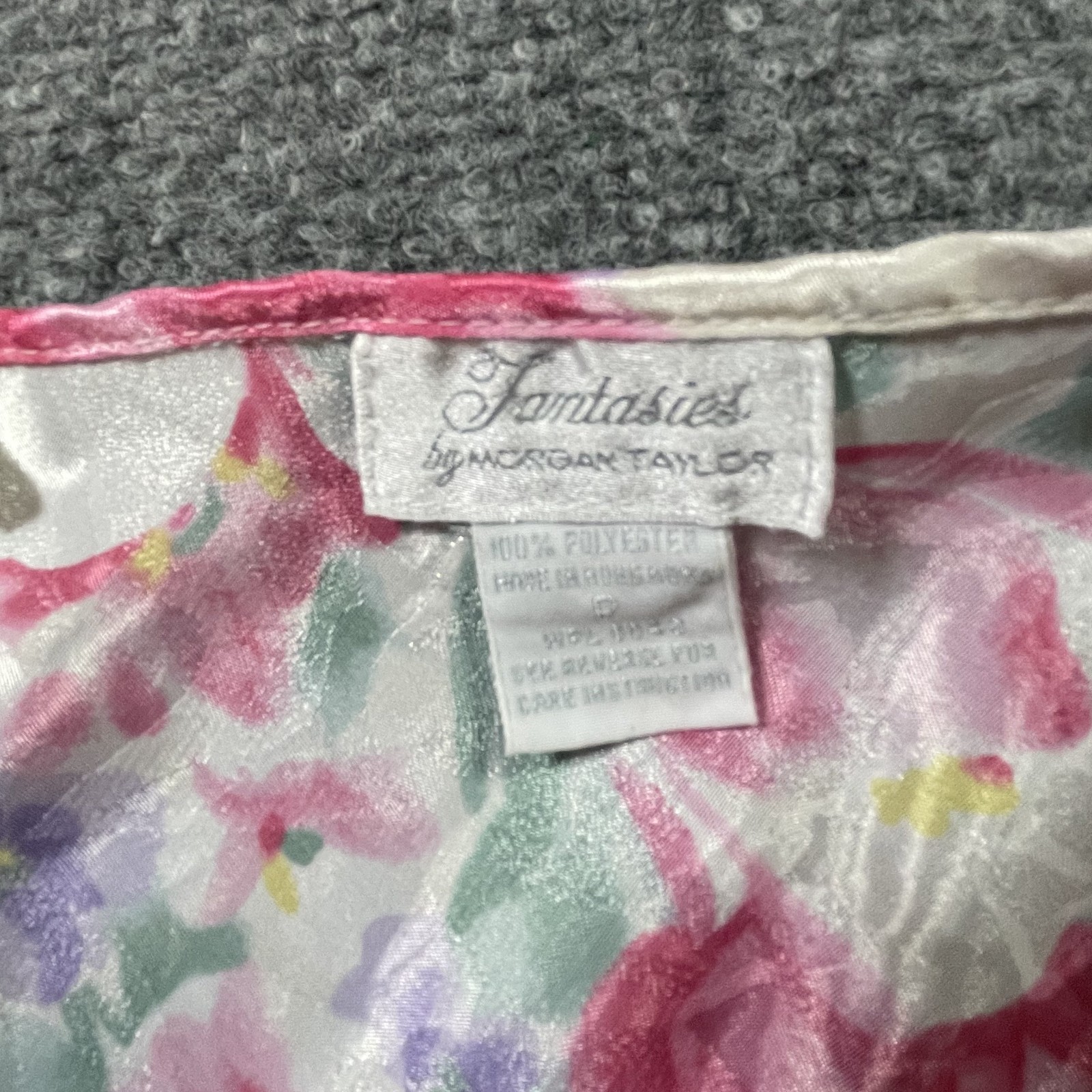 Vintage Jaquard Satin Nightie White Floral Chemise Fantasies Morgan Taylor Cutes