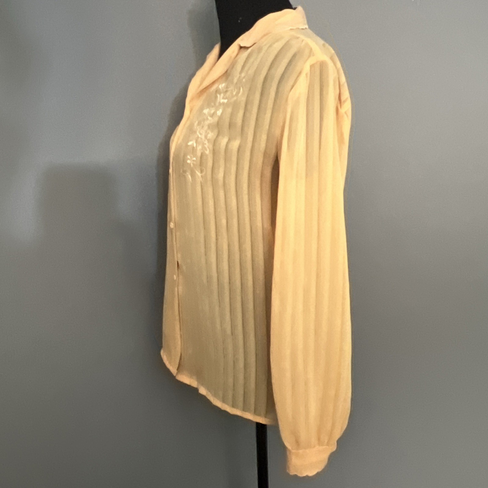 Vintage ︱80’s ︱Orange Blouse ︱Womens ︱Floral Embroidery ︱Juste Arrive︱Medium