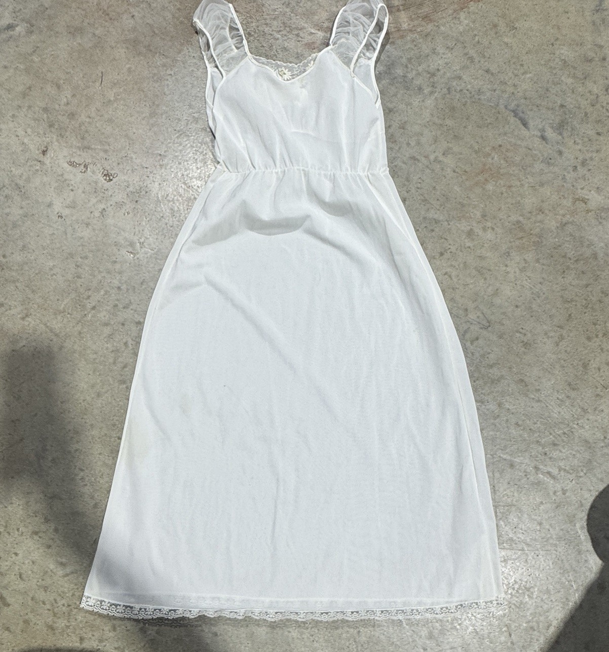 VTG Countess Layne White Slip Nightgown Dress Nylon Size 32 XS 50s 60s ILGWU