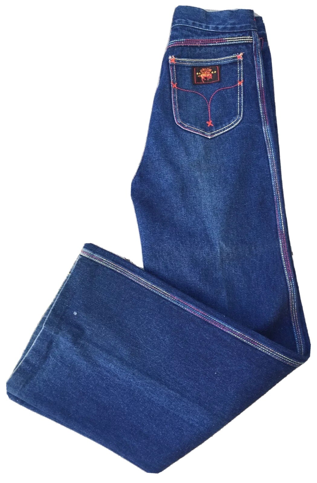 Vintage Union Gap Wide Leg Jeans Colorful Stitching Size 30 27 1/2″ Waist
