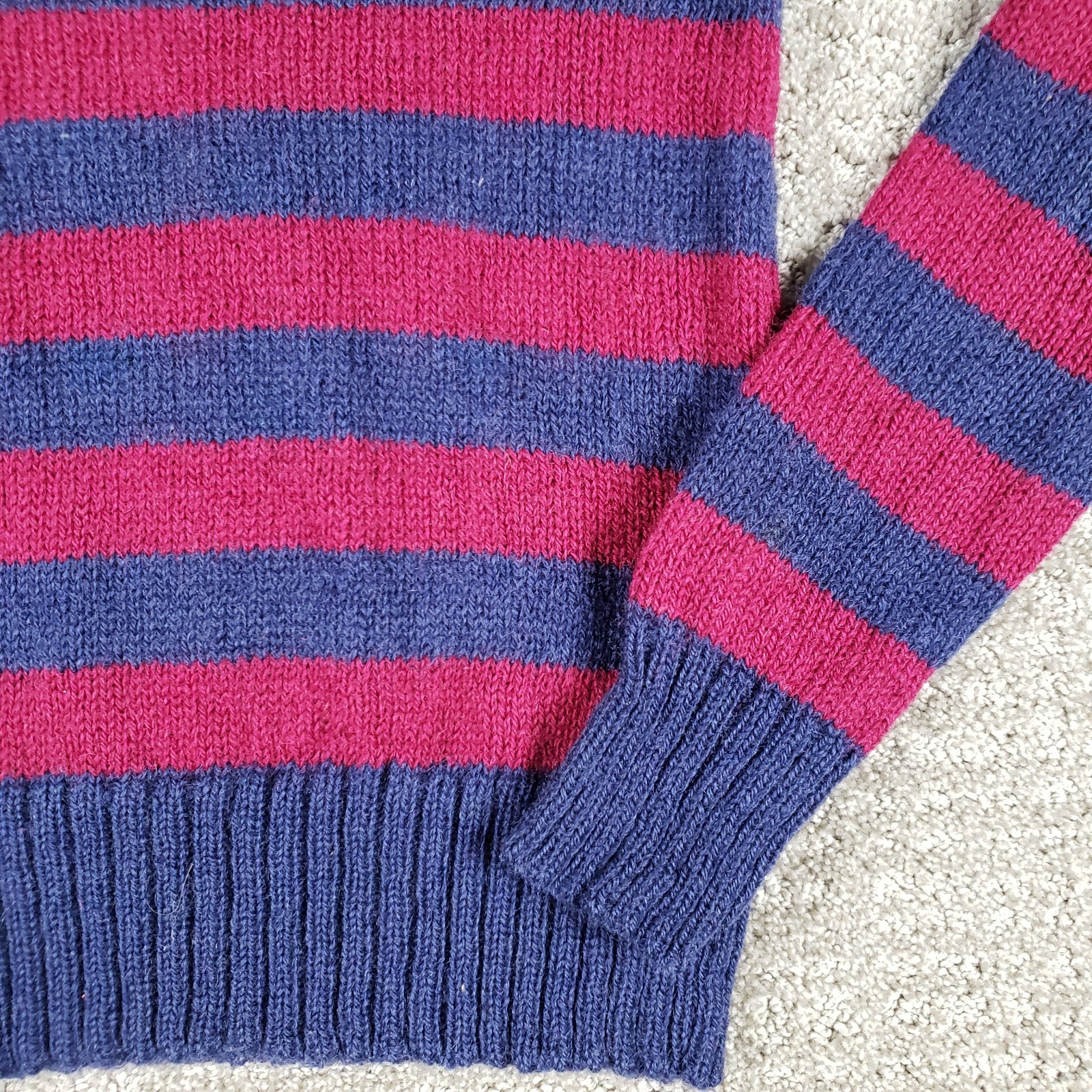 Vintage 70s Shetlander Crazy Horse Sweater Womens XS Shetland Wool Striped