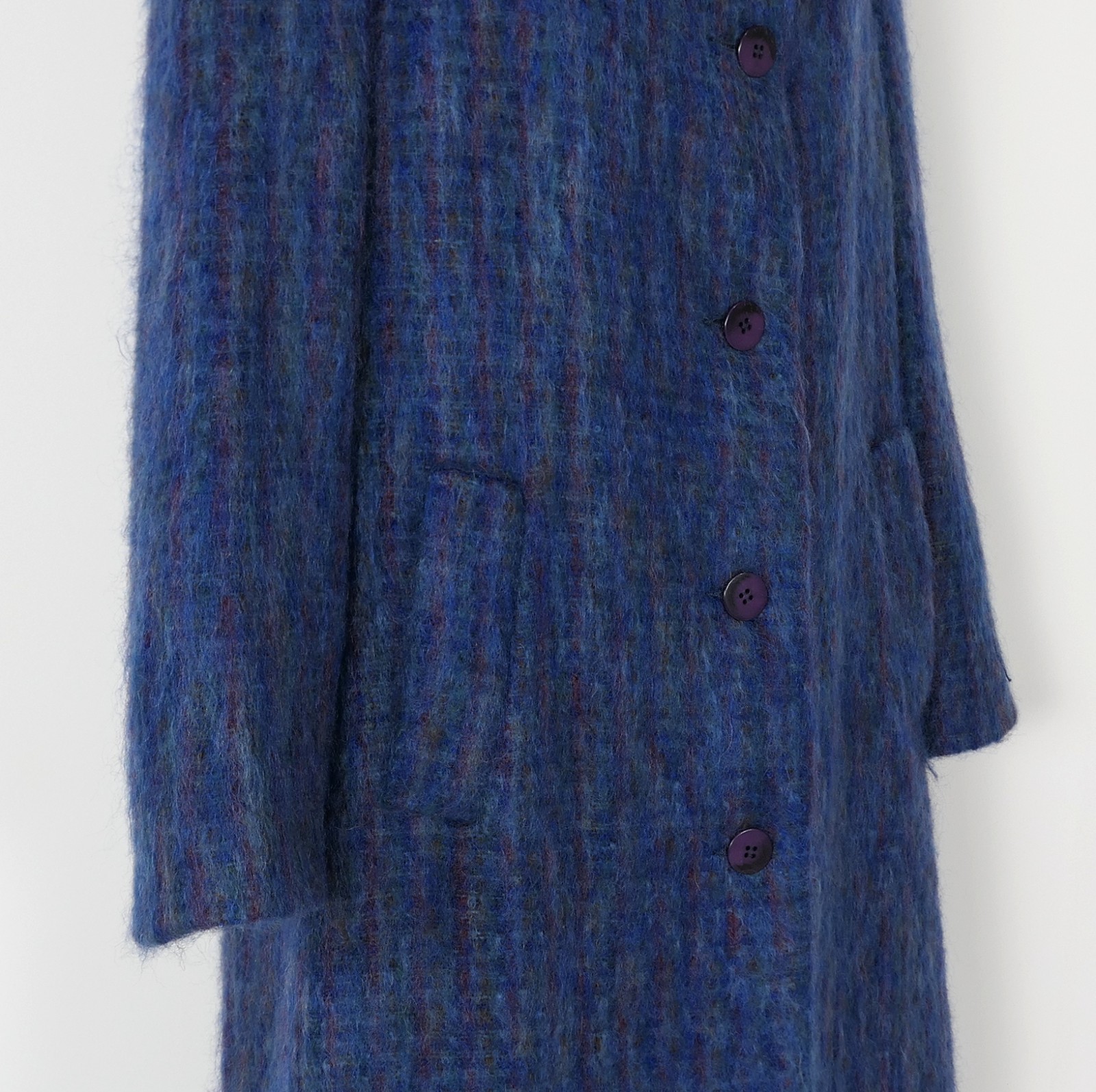 VTG Emily Wetherby Mohair Long Coat Women’s 10 ~ Blue /Purple Fuzzy Cozy USA 60s
