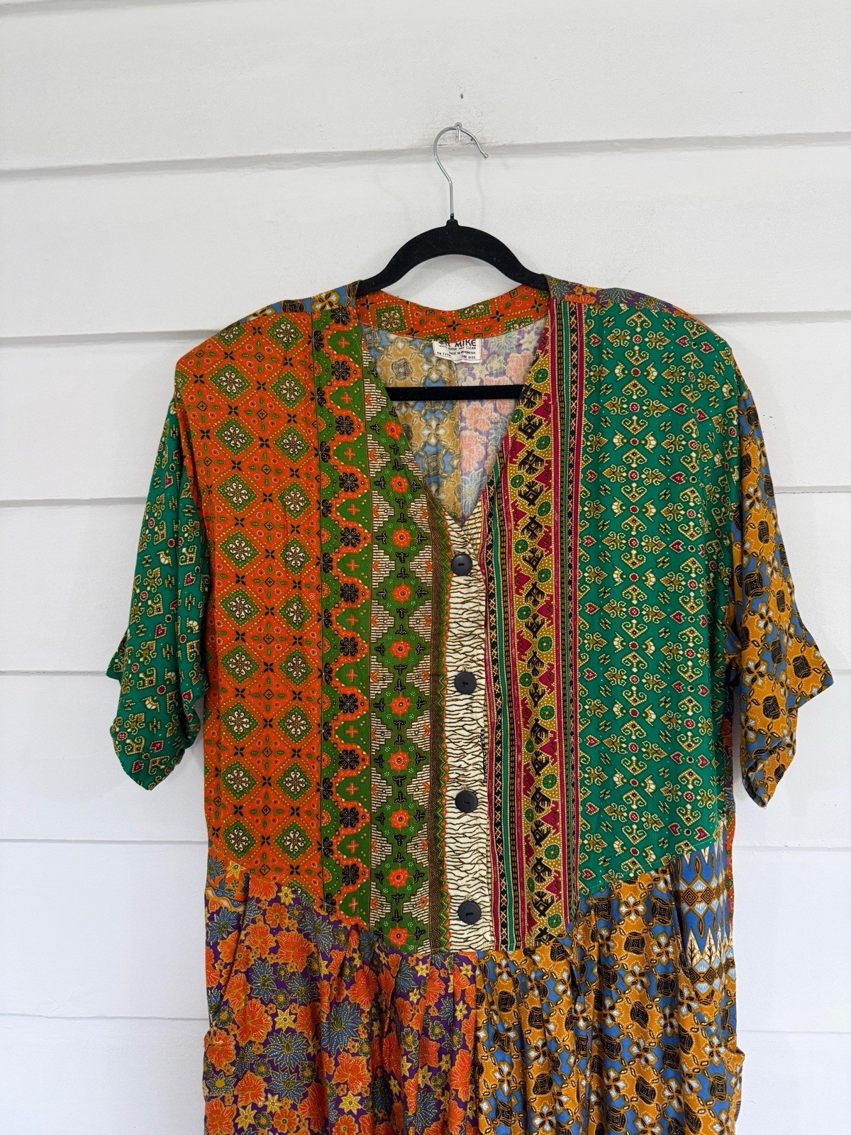 Vintage 90s OK Mike Hip Hop Relaxed Patchwork Flowy Romper Jumpsuit One Size