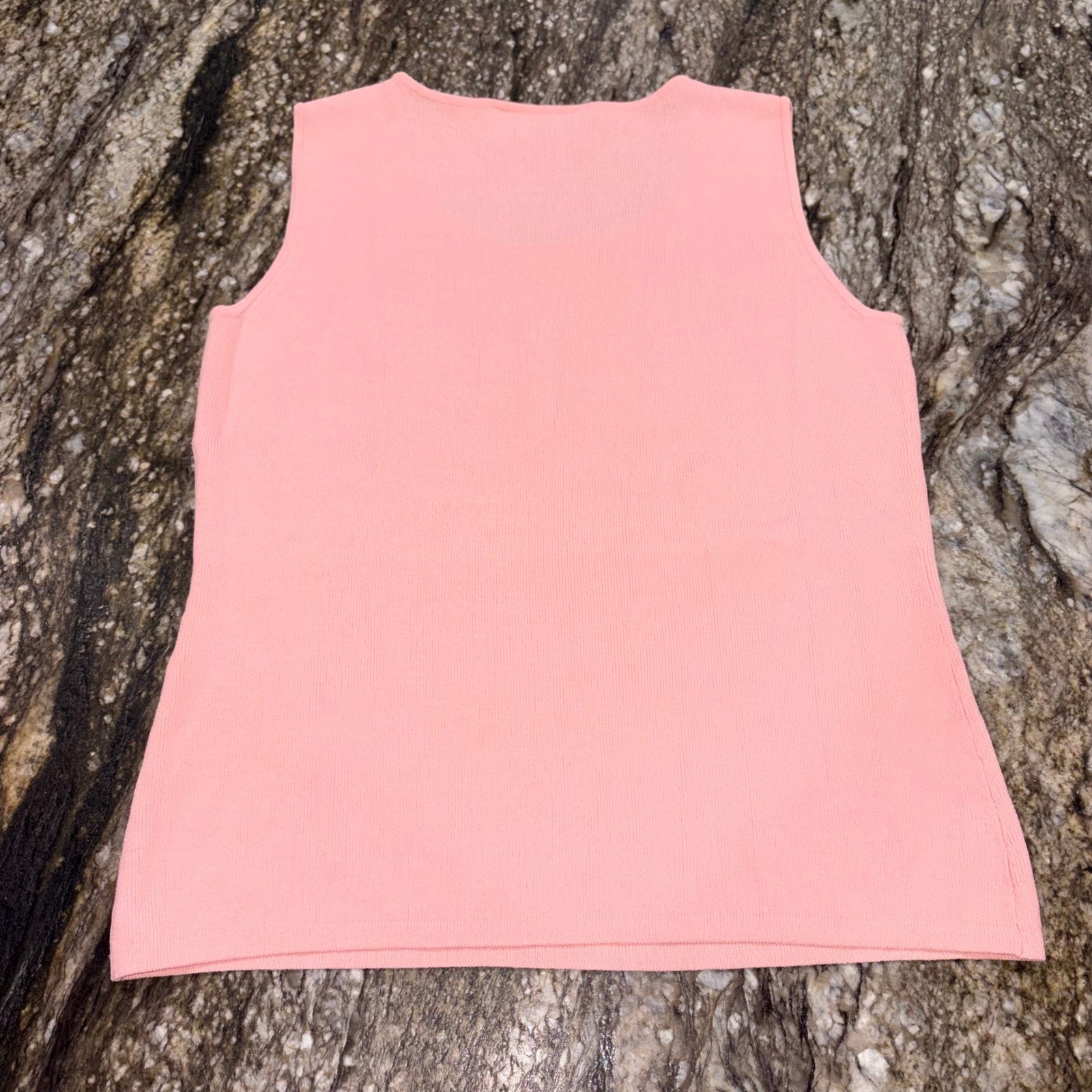 Vintage Knit Shell Tank Top Sleeveless Scoop Neck Women Large Pink N Touch