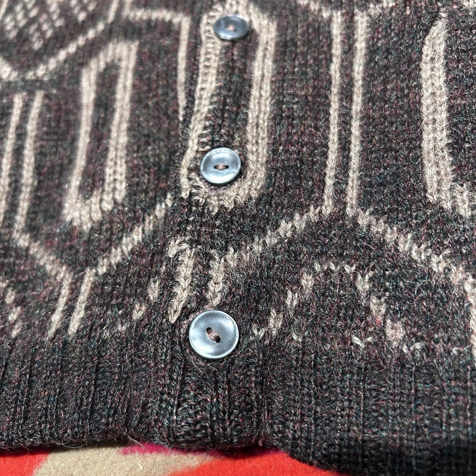 Vintage 1960s McGregor Mohair Brown Pattern Cardigan Sweater Medium